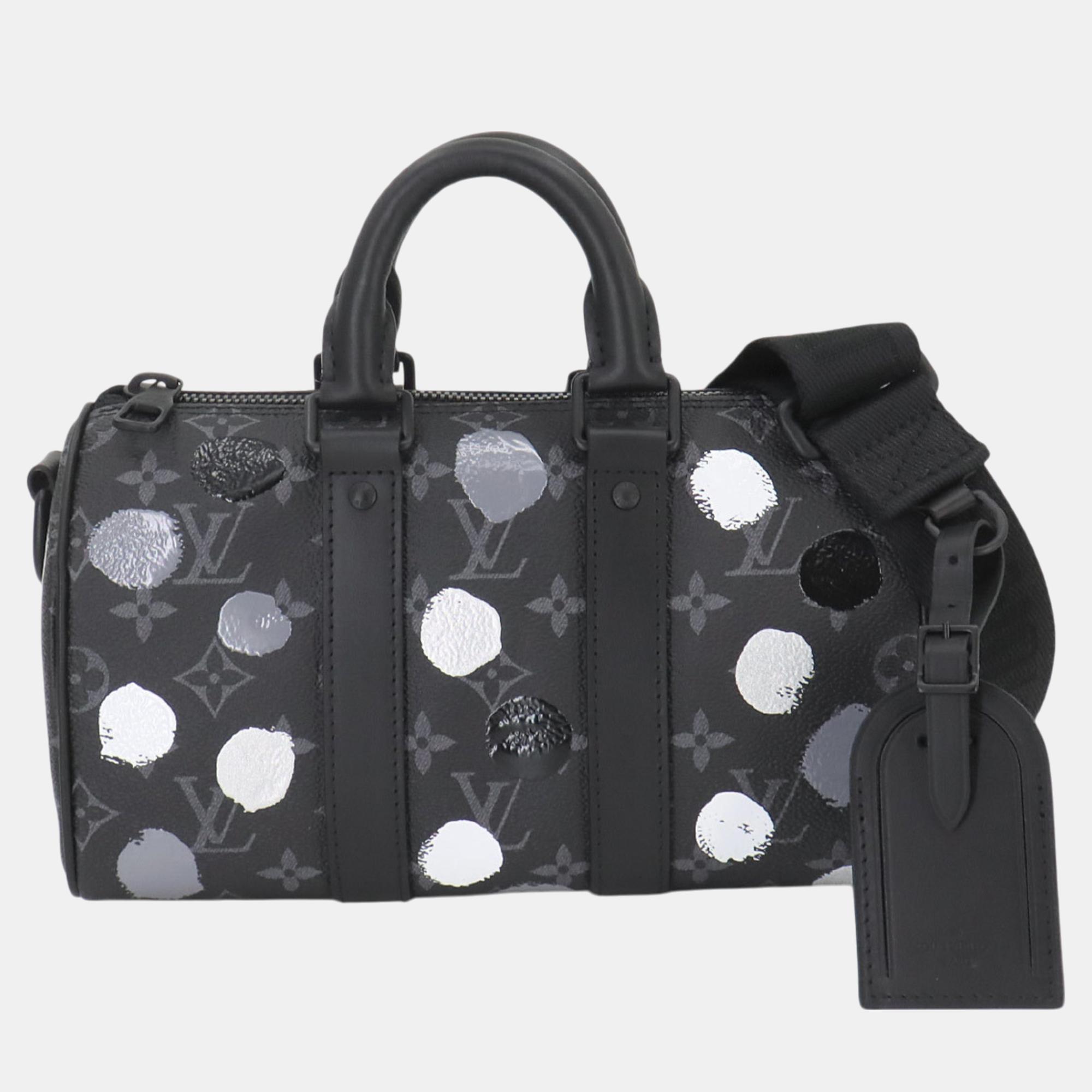 

Louis Vuitton Monogram Eclipse Painted Dot Keepall Bandouliere 25 Hand Shoulder Bag Black