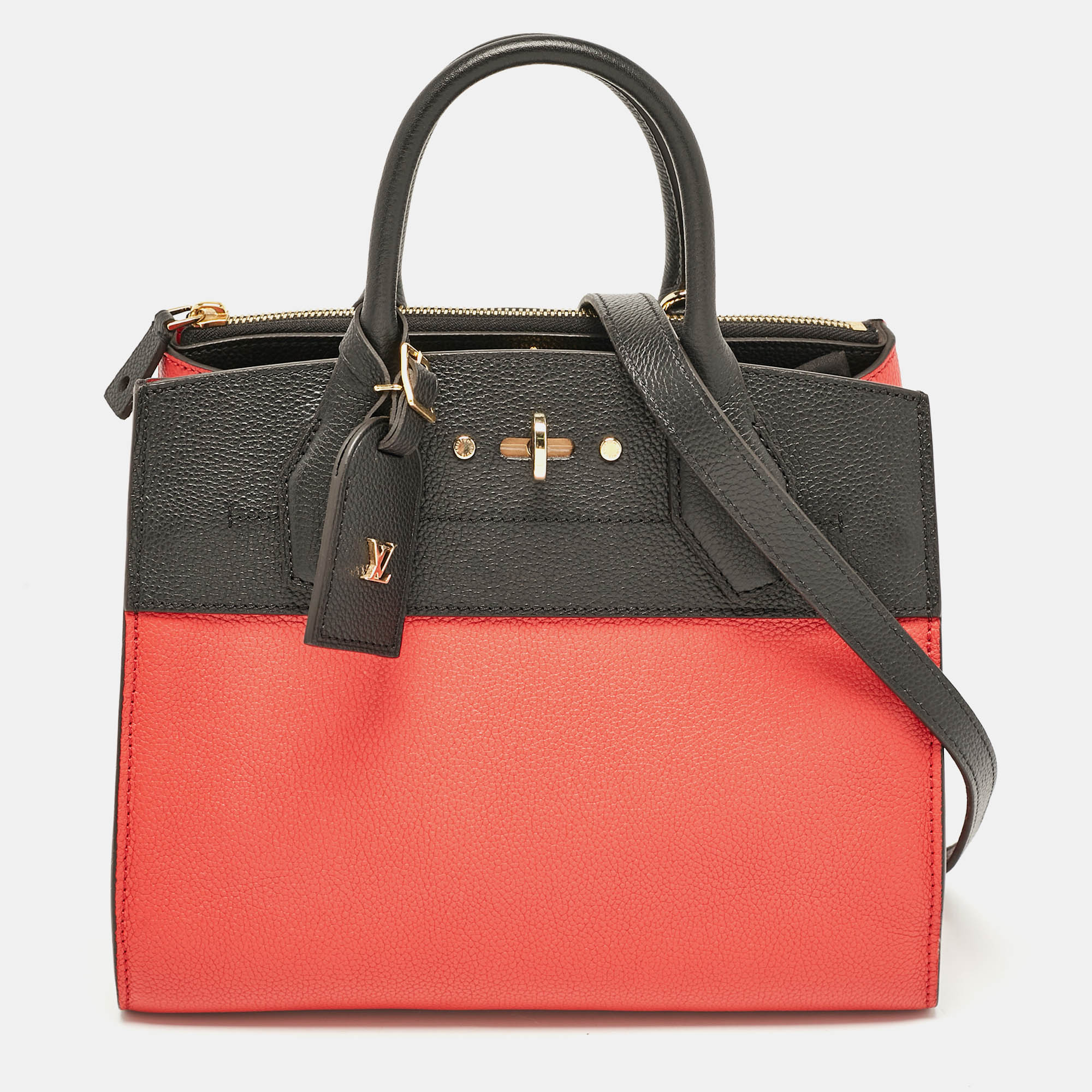 

Louis Vuitton Red/Black Leather City Steamer PM Bag, Pink