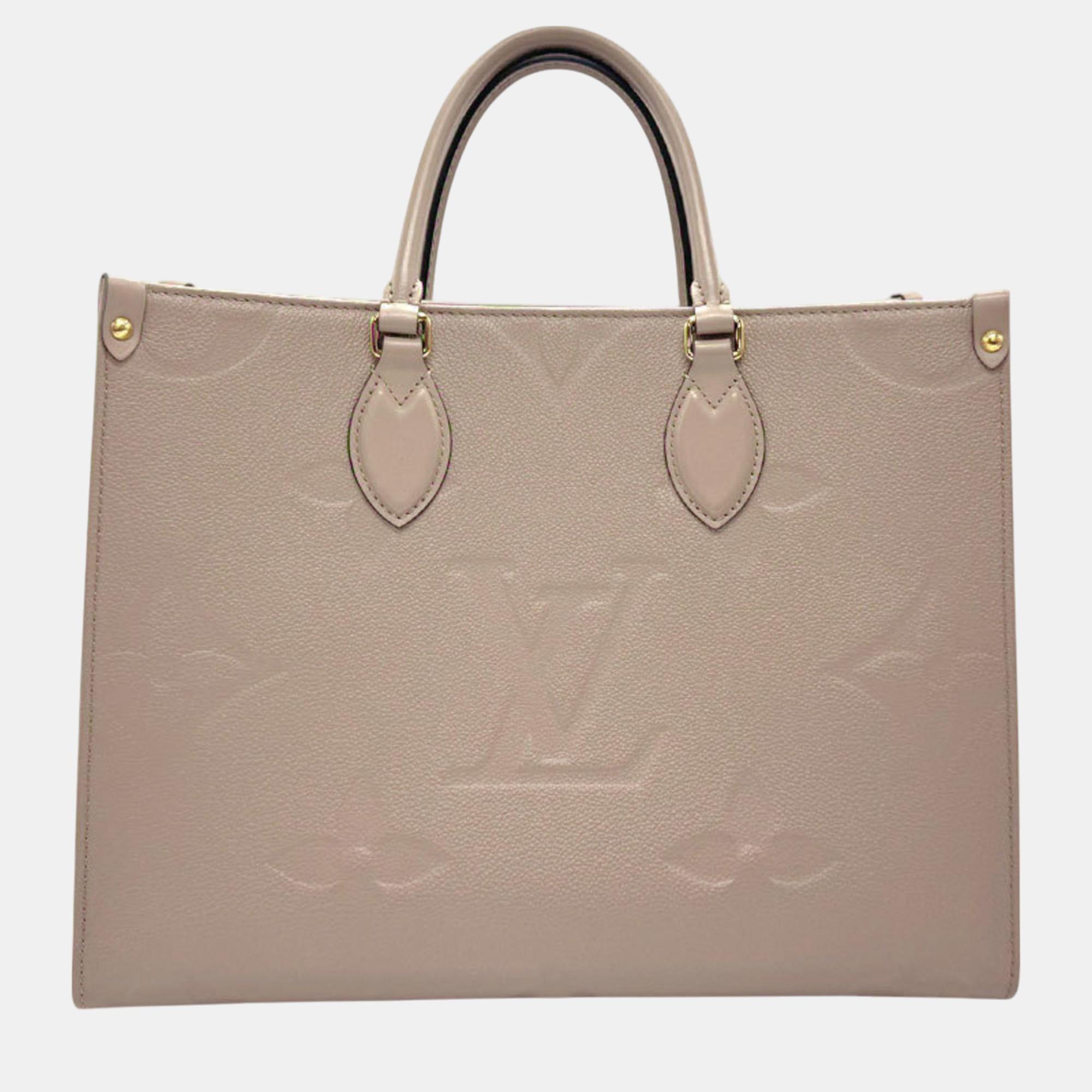 

Louis Vuitton Grayish Tone Monogram Empreinte OnTheGo MM Shoulder Bag, Beige