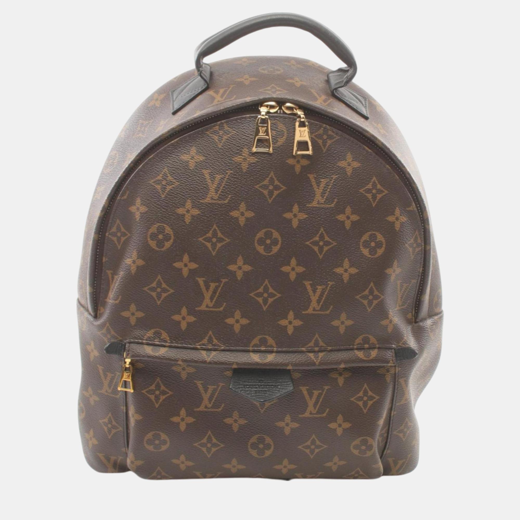 

Louis Vuitton Palm Springs Backpack Mm Monogram Bag Coated Canvas Leather Brown