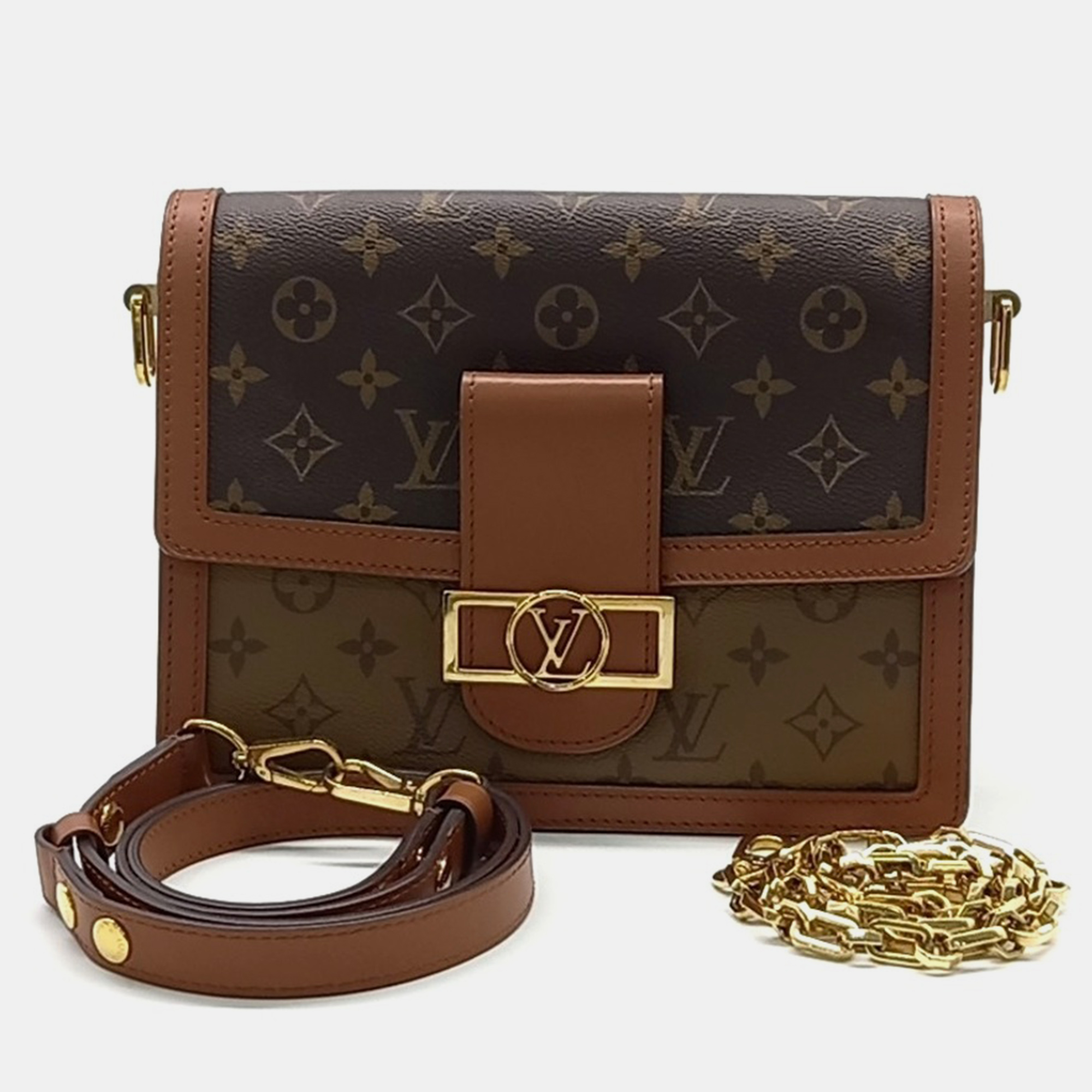 

Louis Vuitton Brown Coated Canvas Dauphine MM bag