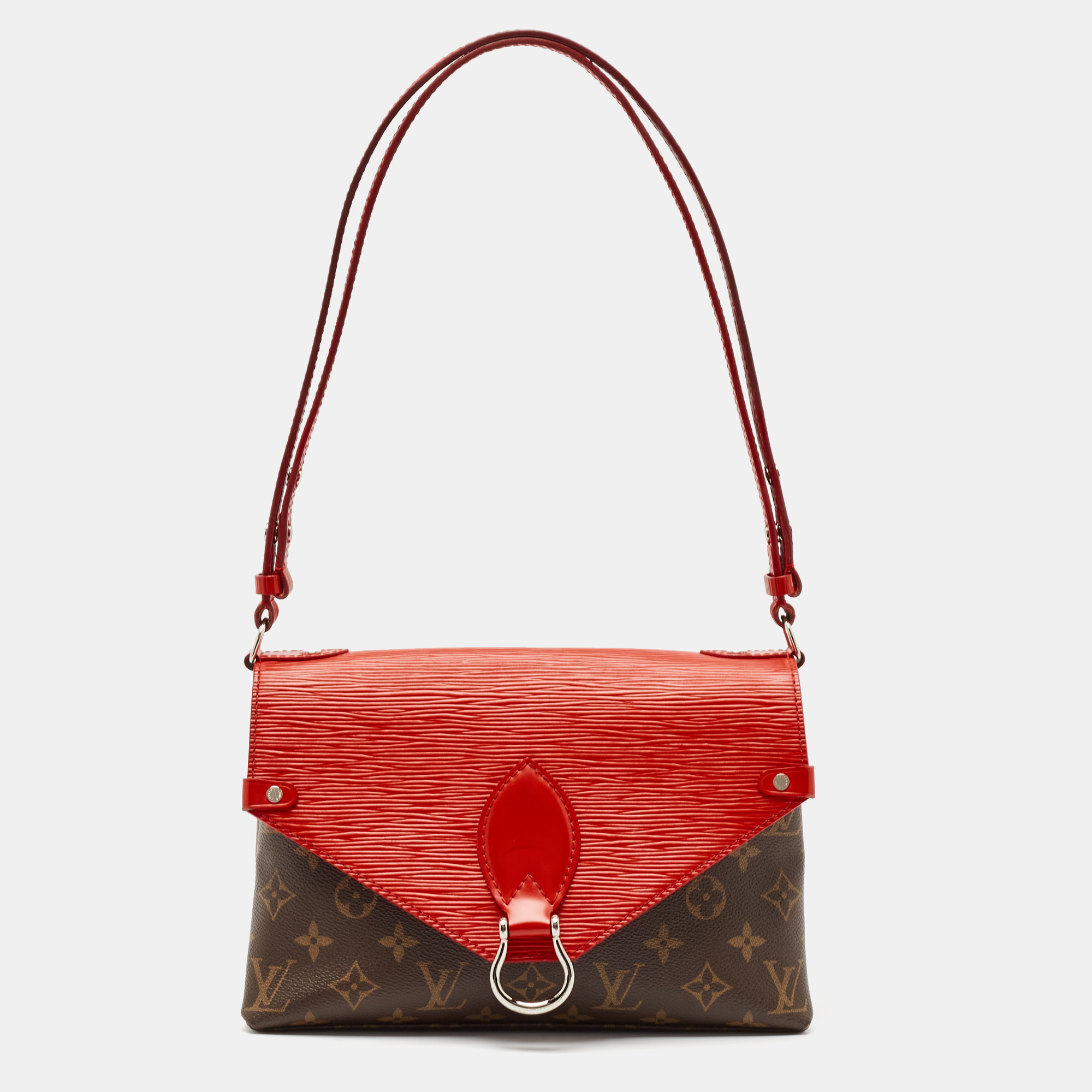 

Louis Vuitton Coquelicot Epi Leather and Monogram Canvas Saint Michel Bag, Red