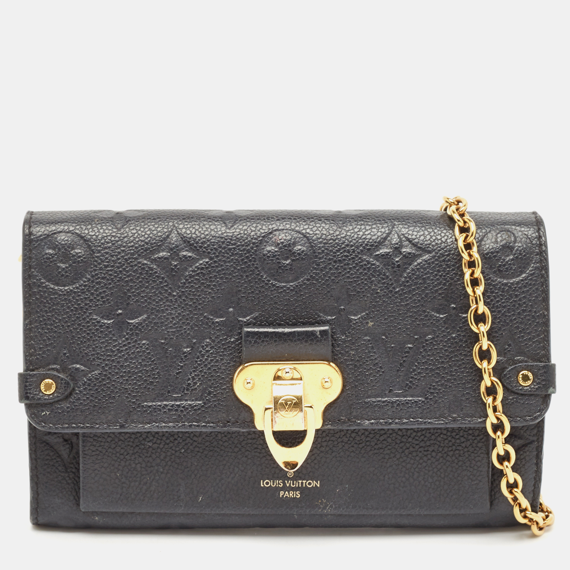 

Louis Vuitton Black Monogram Empreinte Leather Vavin Chain Wallet