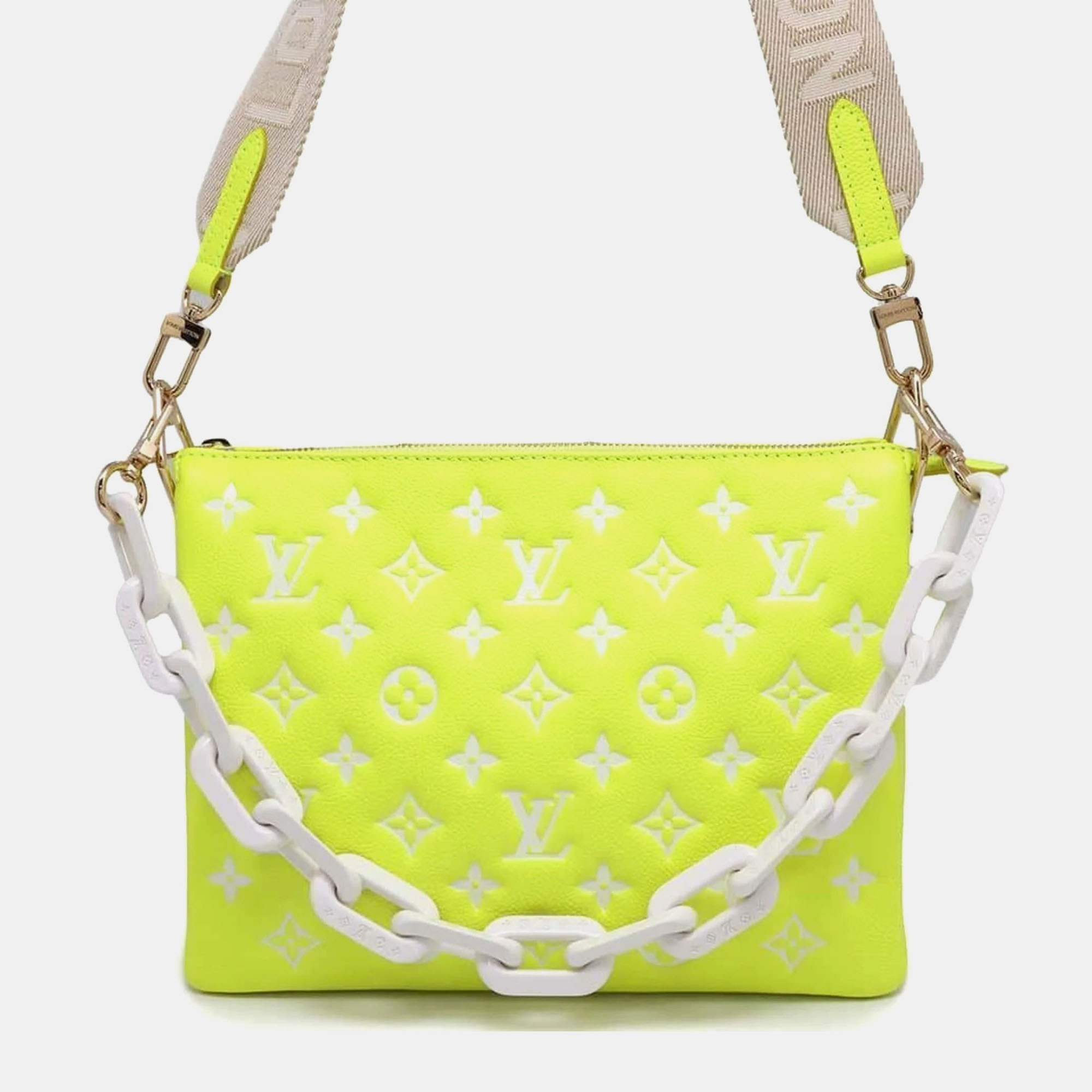 

Louis Vuitton Yellow Monogram Embossed Coussin PM Shoulder Bag