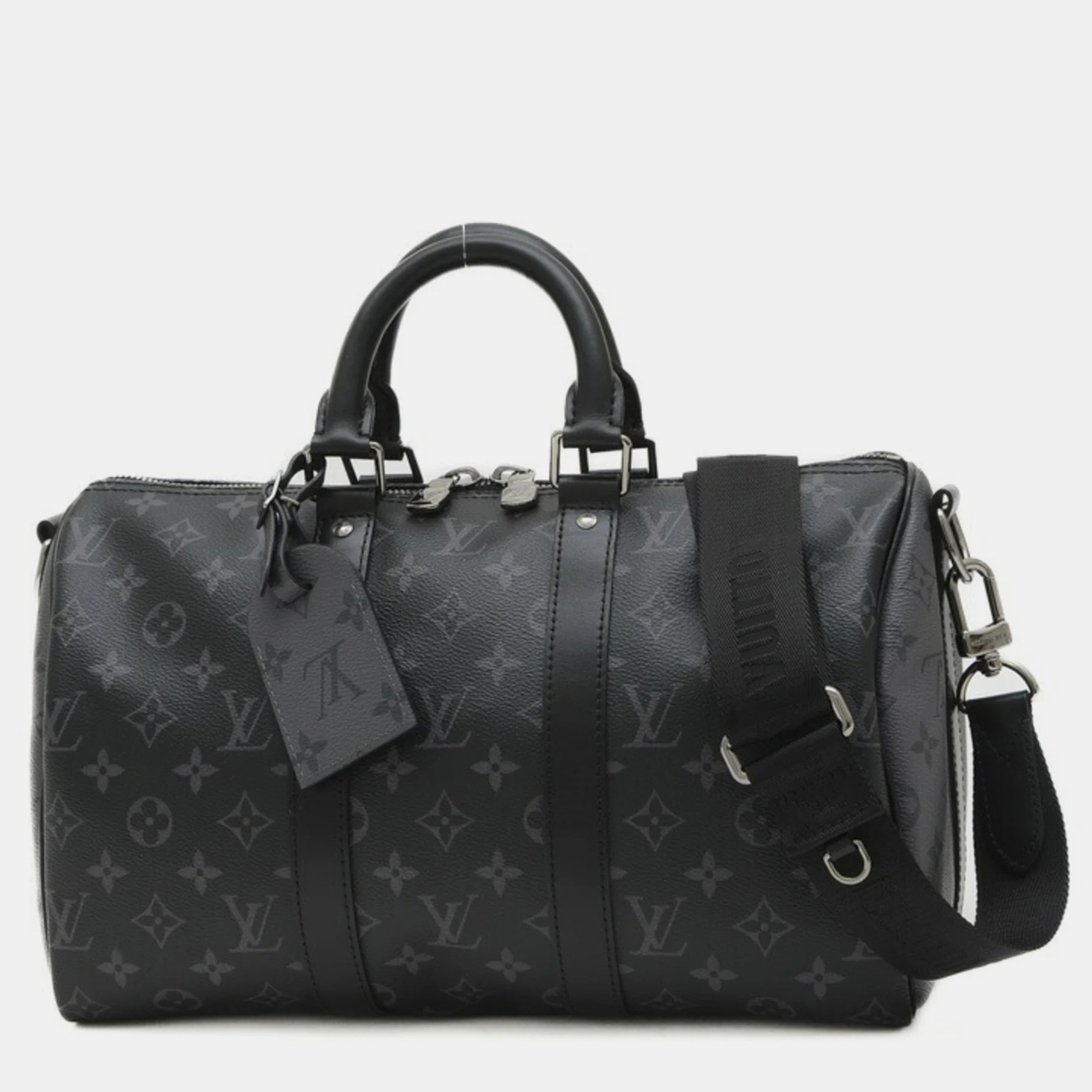 

Louis Vuitton Monogram Eclipse Keepall Bandouliere 35 Boston Bag, Black