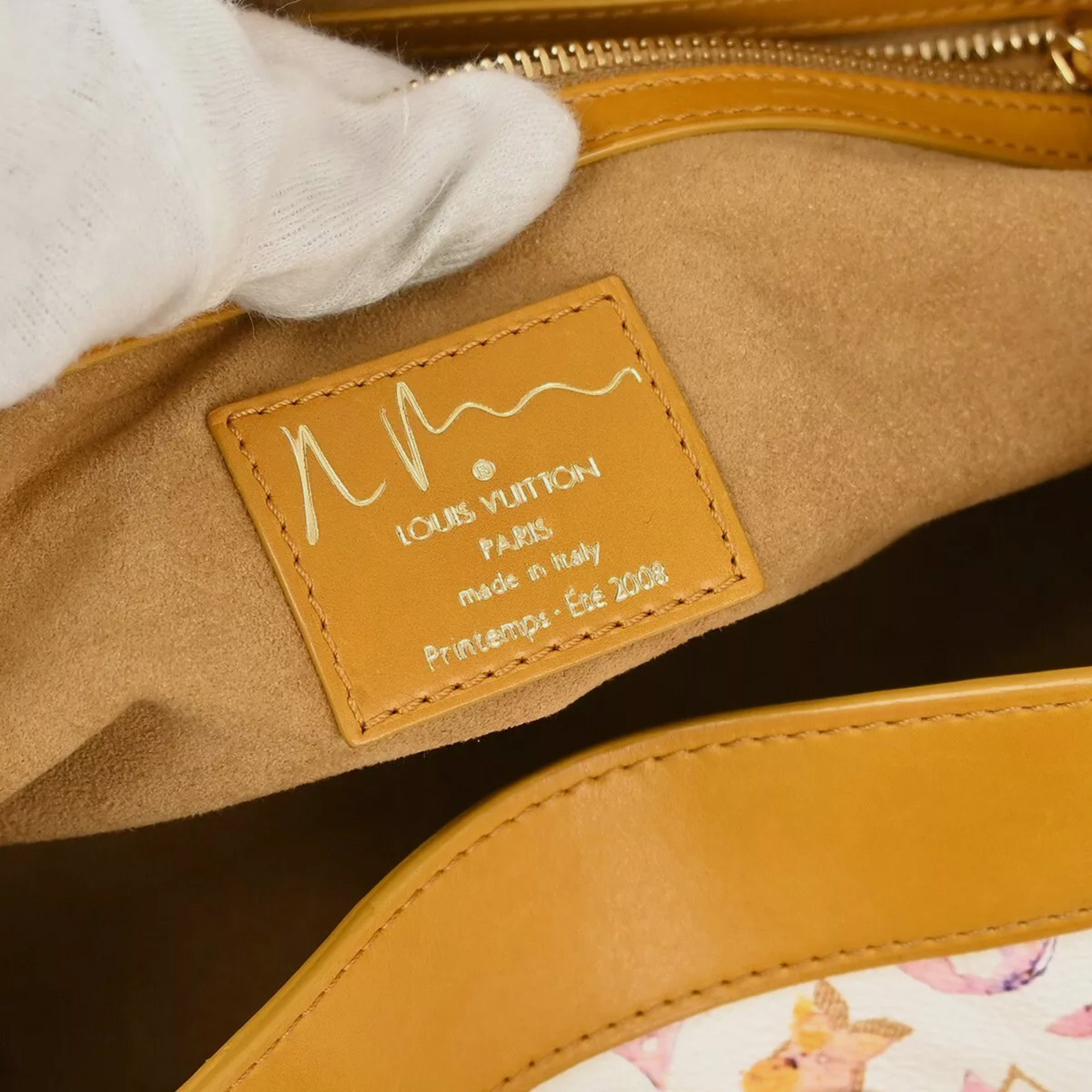 Louis Vuitton White/Brown Leather Brown Watercolour Jamais Shoulder Bag 
