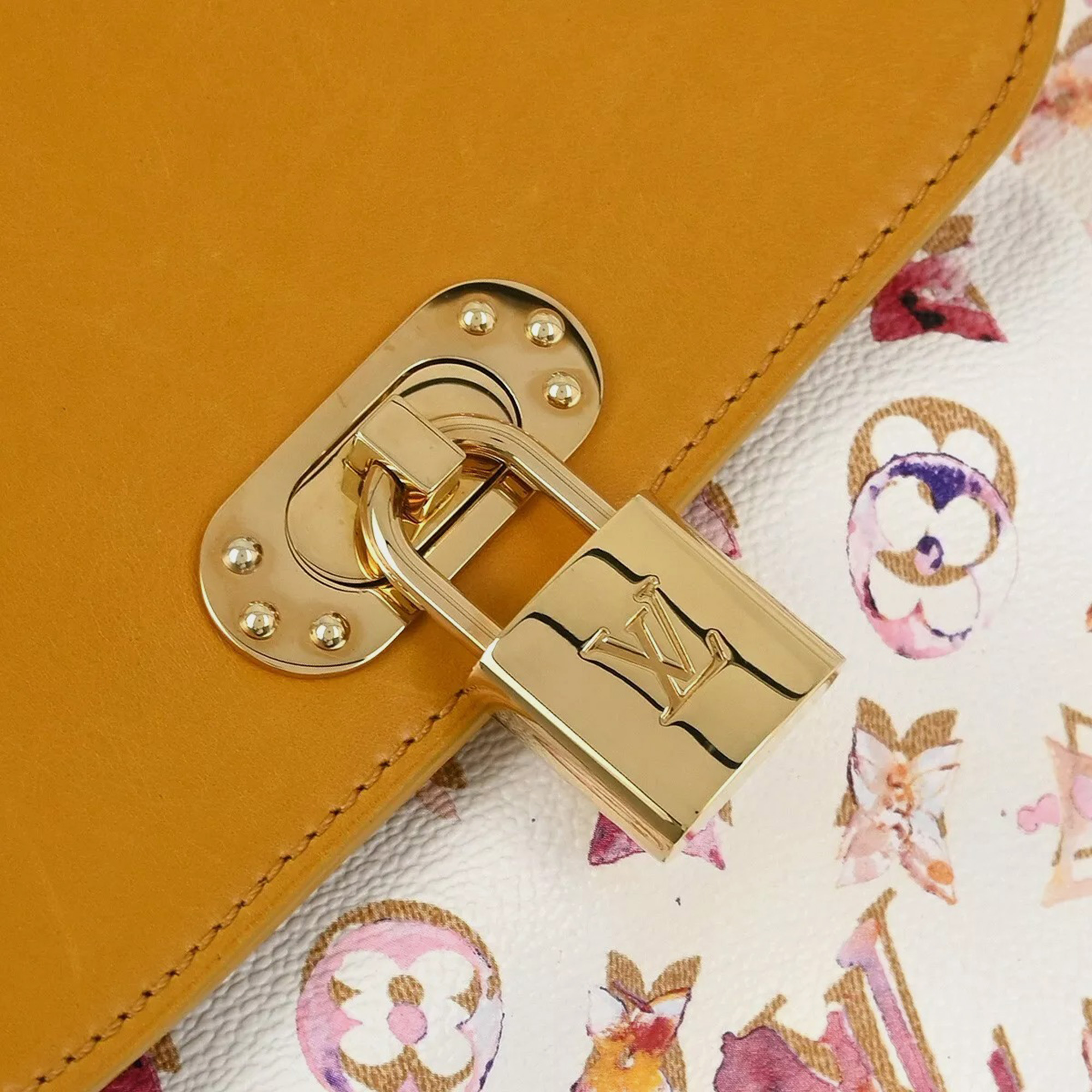 Louis Vuitton White/Brown Leather Brown Watercolour Jamais Shoulder Bag 