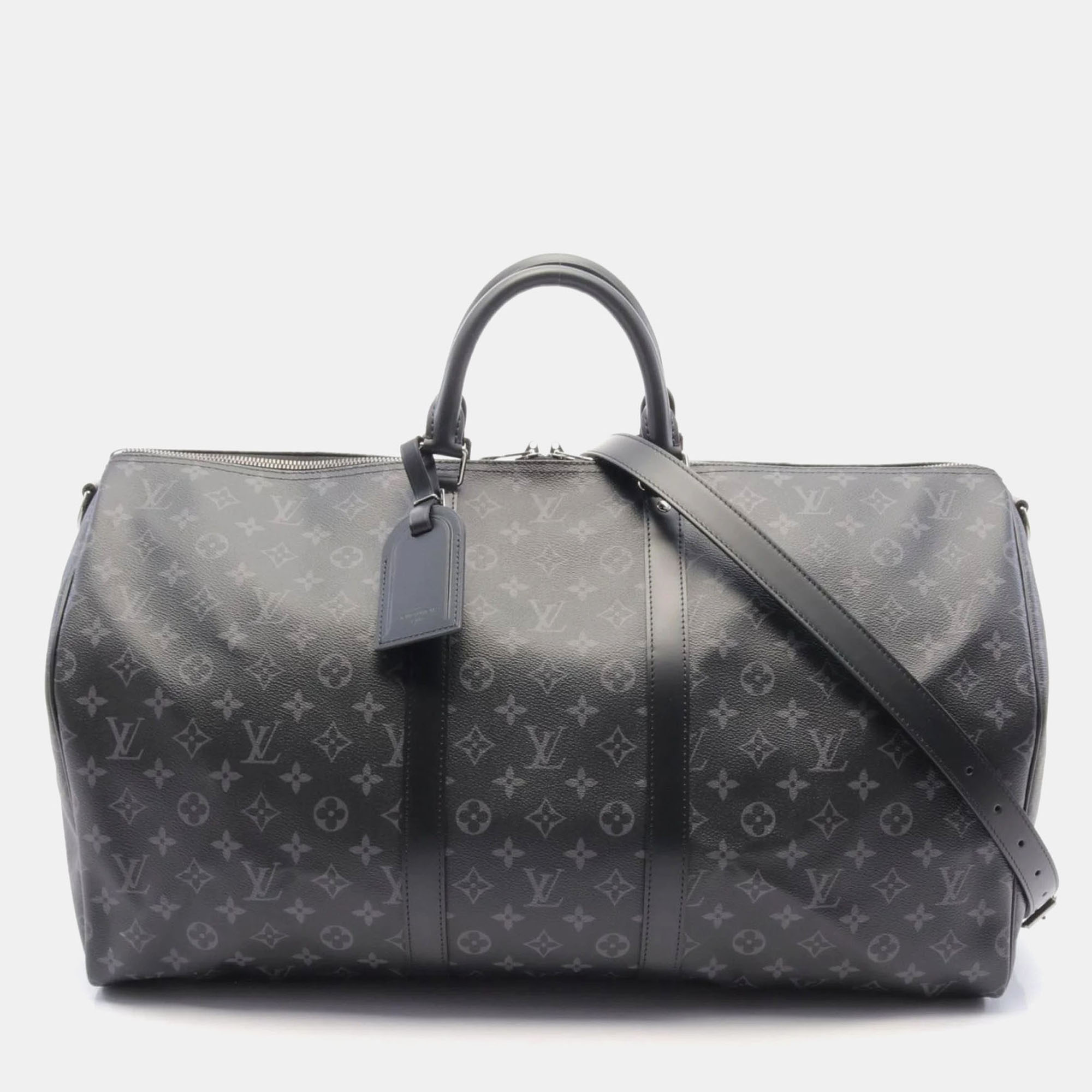 

Louis Vuitton Black Monogram Eclipse Keepall Bandouliere 55 Boston Bag