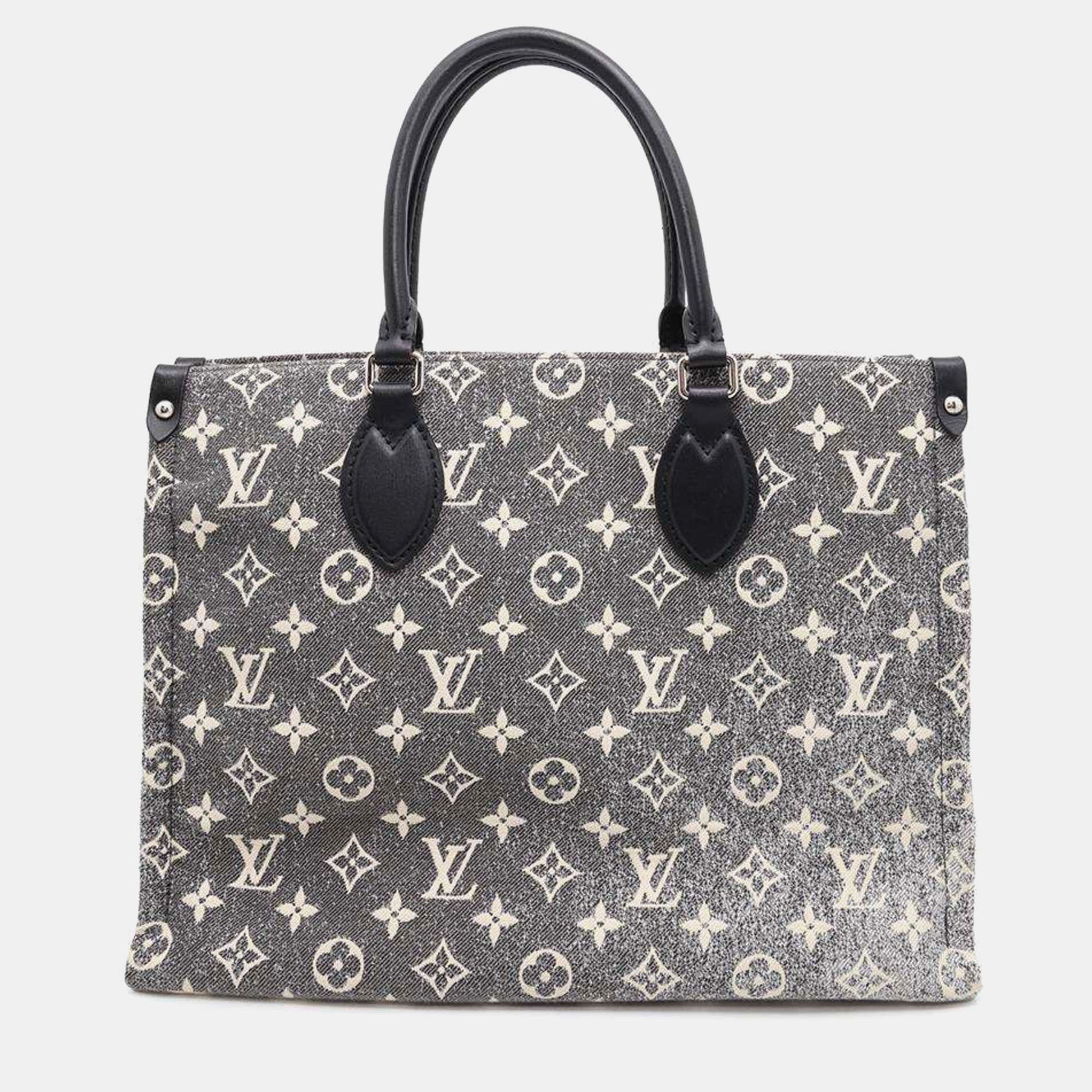 

Louis Vuitton Noir, White Monogram Jacquard Denim OnTheGo MM Tote Bag, Grey