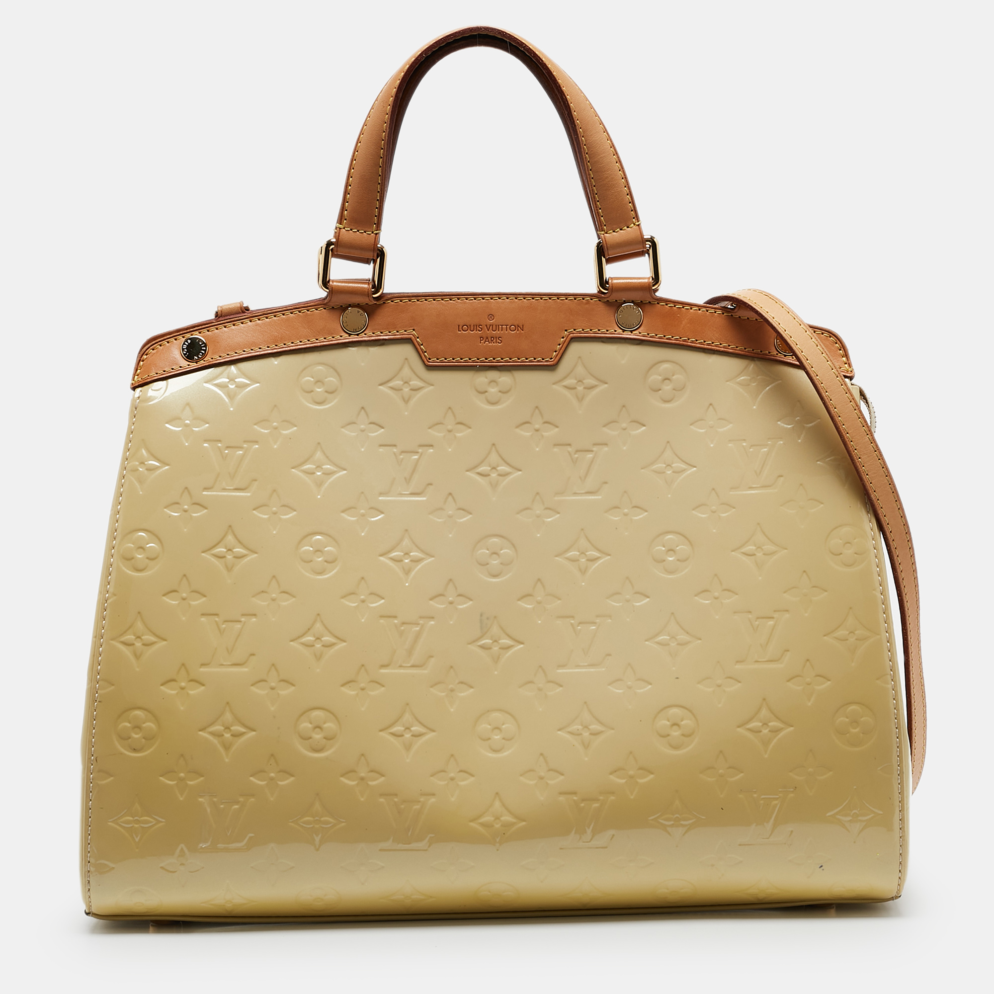 

Louis Vuitton Blanc Corail Monogram Vernis Brea GM Bag, Cream