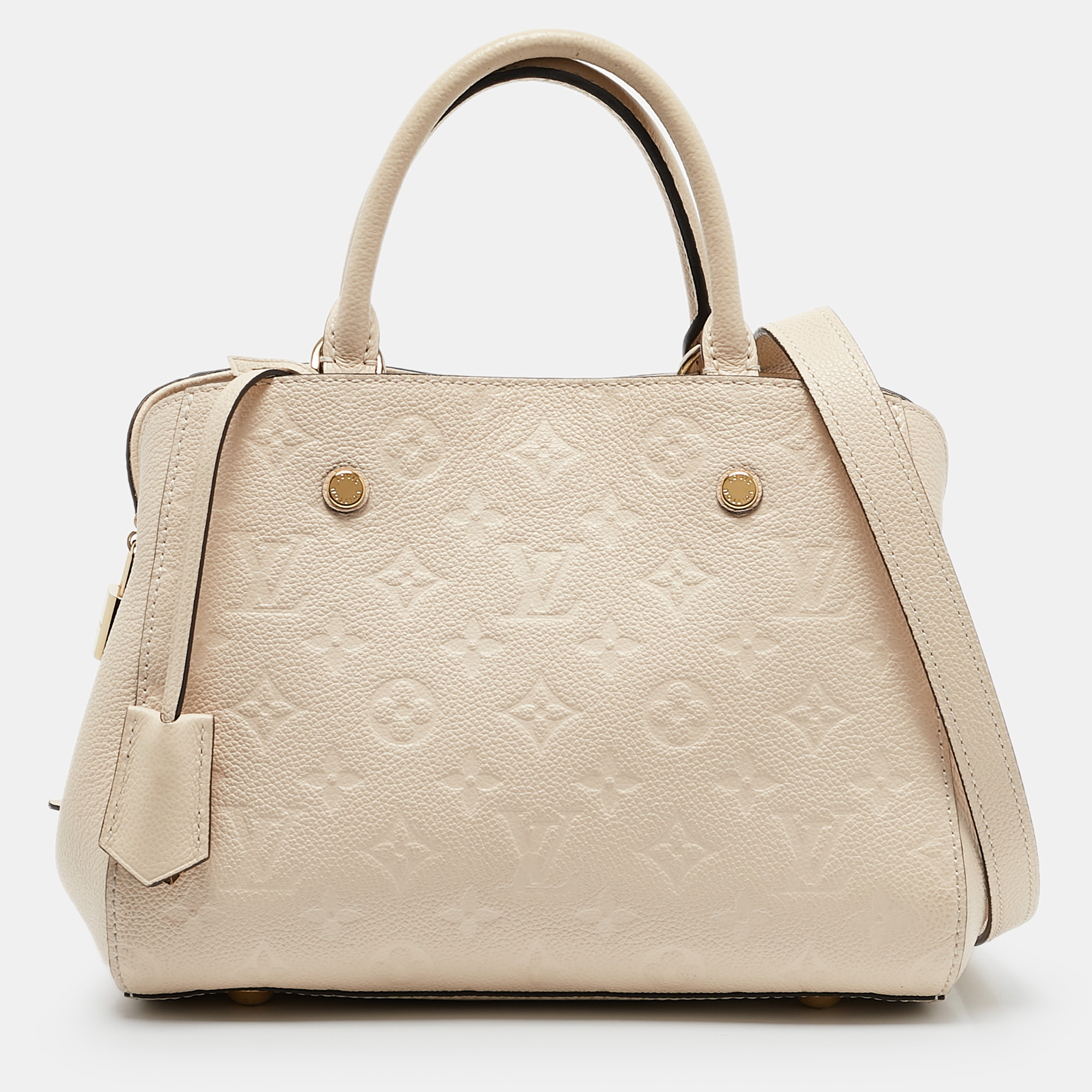 

Louis Vuitton Creme Empreinte Leather Montaigne BB Bag, Beige