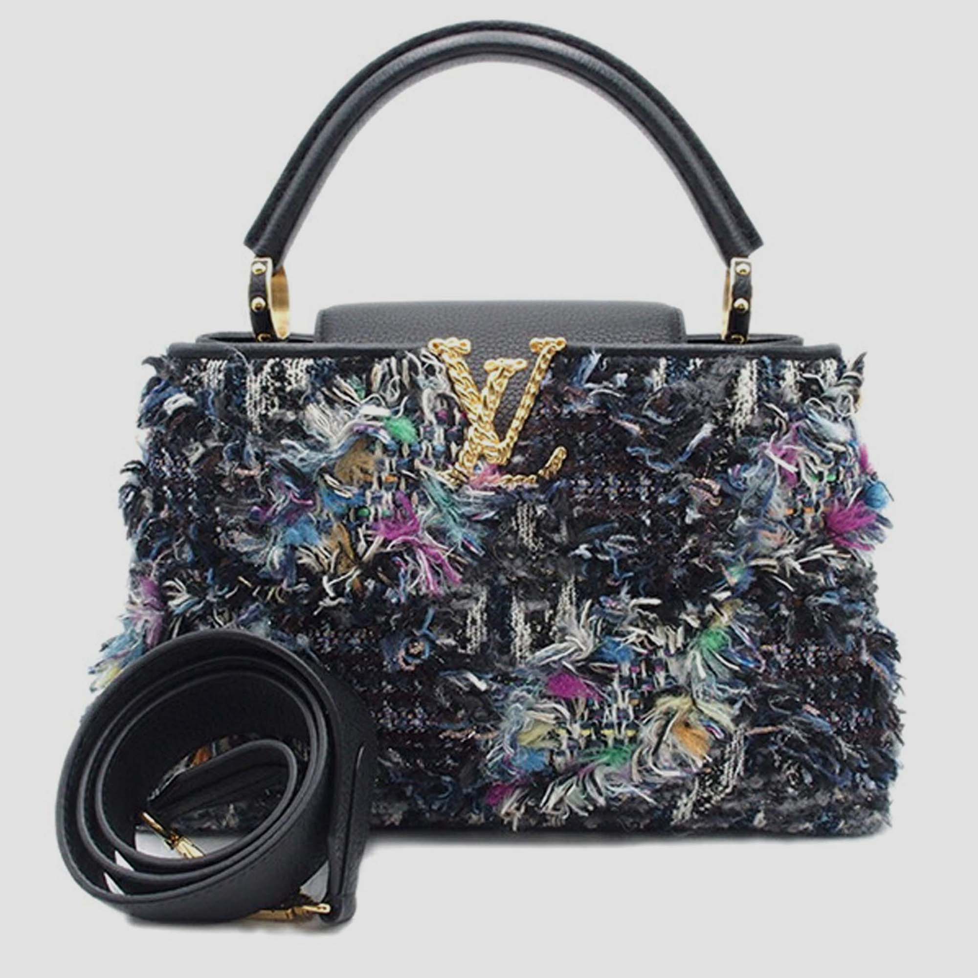 

Louis Vuitton Tweed Capucines MM, Black