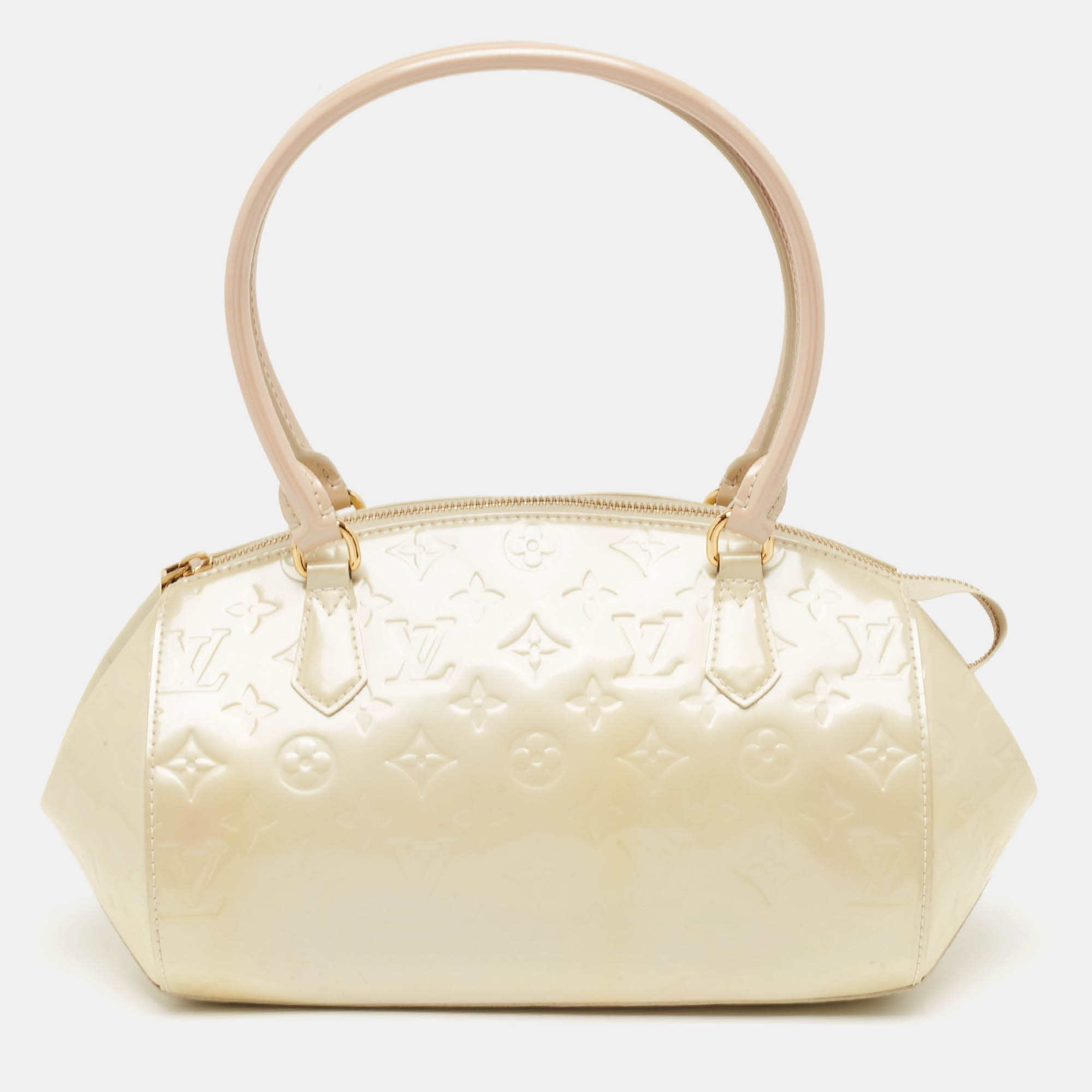 

Louis Vuitton Perle Monogram Vernis Sherwood PM Bag w/ Sarah Wallet, Cream