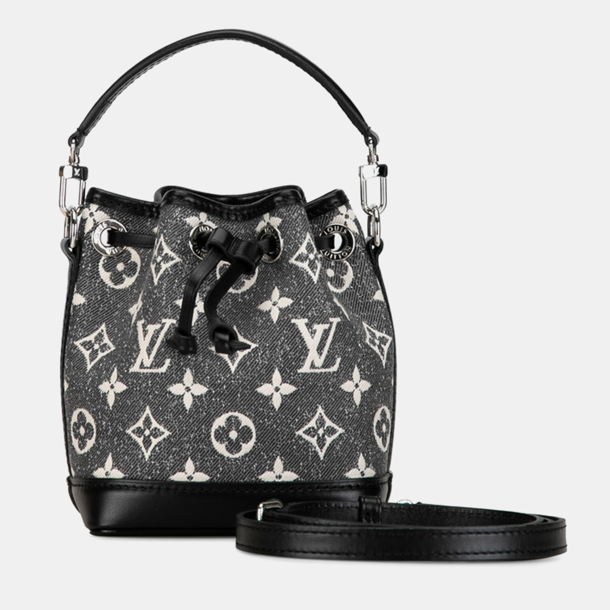 

Louis Vuitton Grey Canvas Monogram Nano Noe Handbag, Black