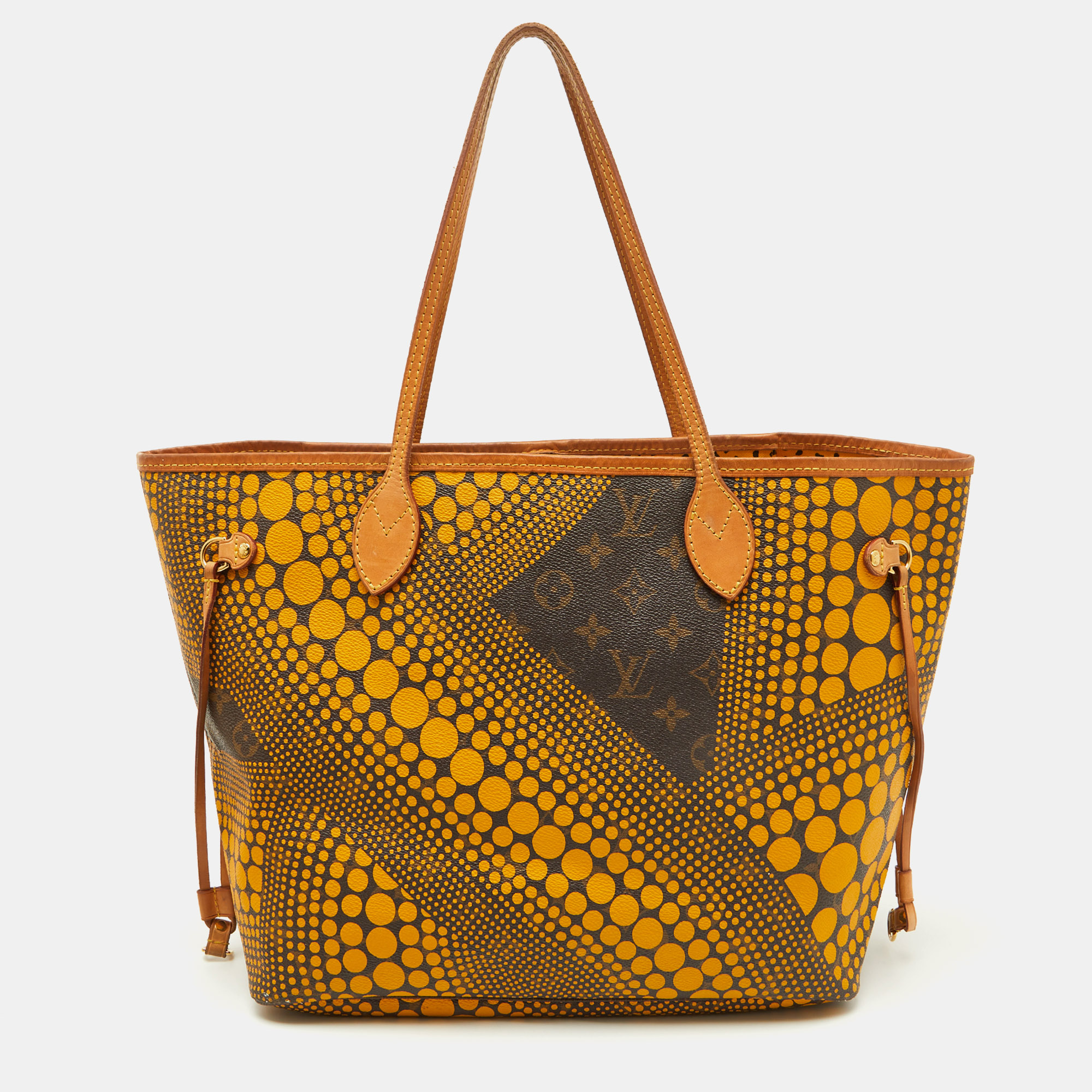 

Louis Vuitton Yellow Monogram Waves Limited Edition Yayoi Kusama Neverfull MM Bag, Brown