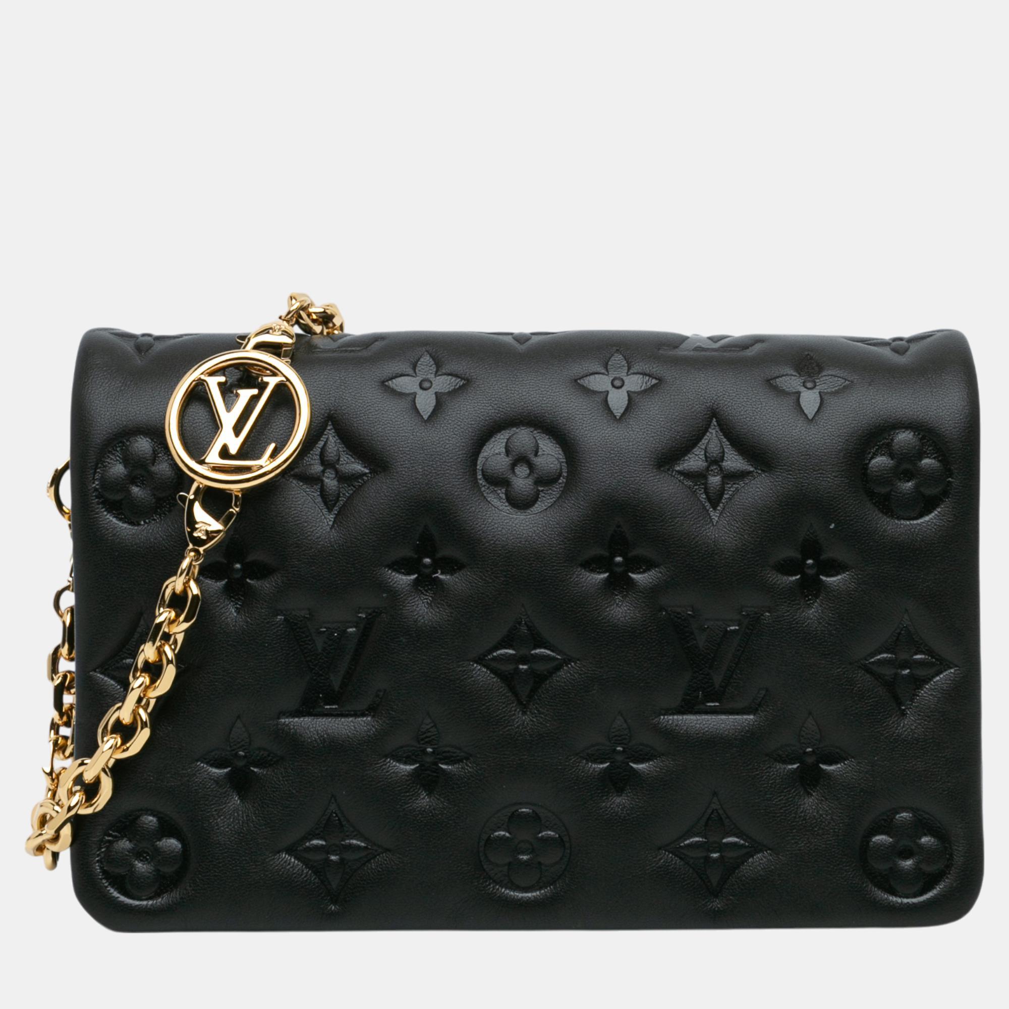 

Louis Vuitton Black Monogram Embossed Pochette Coussin