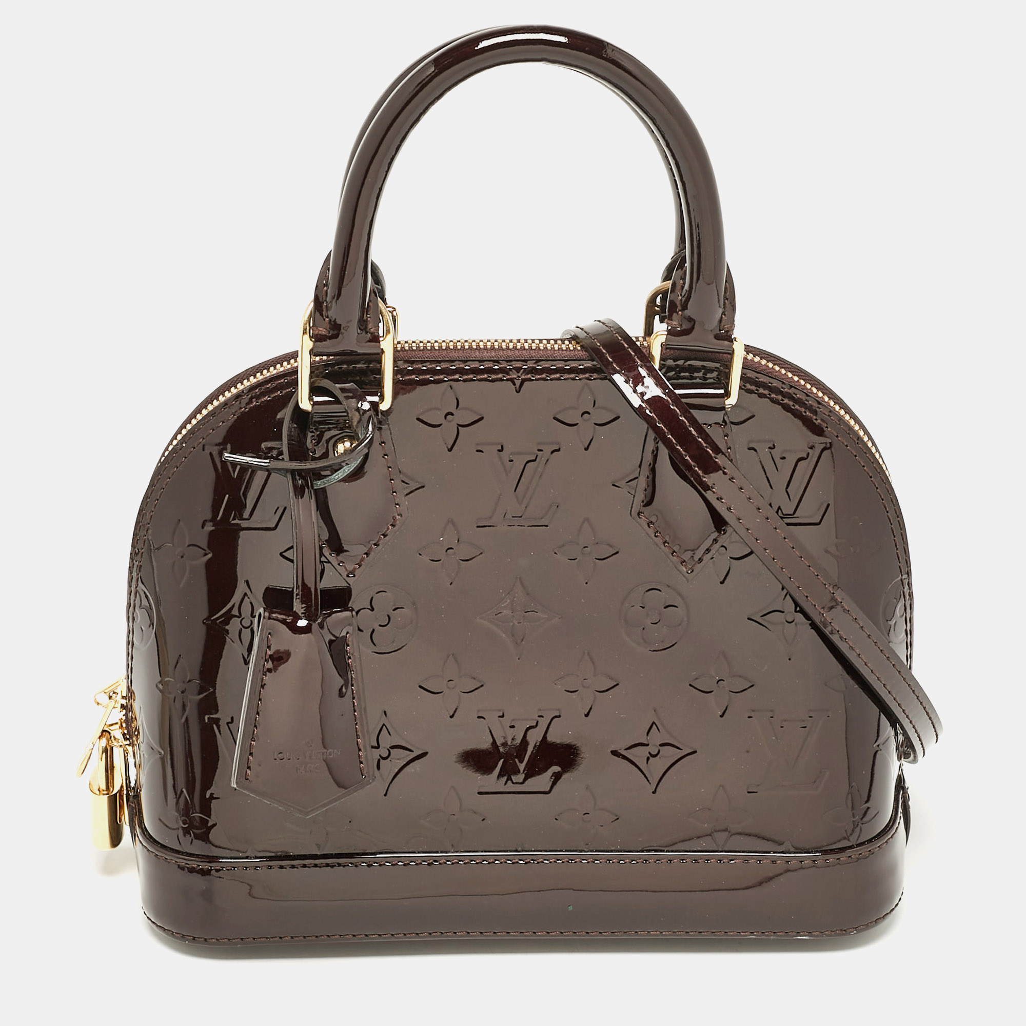 

Louis Vuitton Amarante Monogram Vernis Alma BB Bag, Burgundy