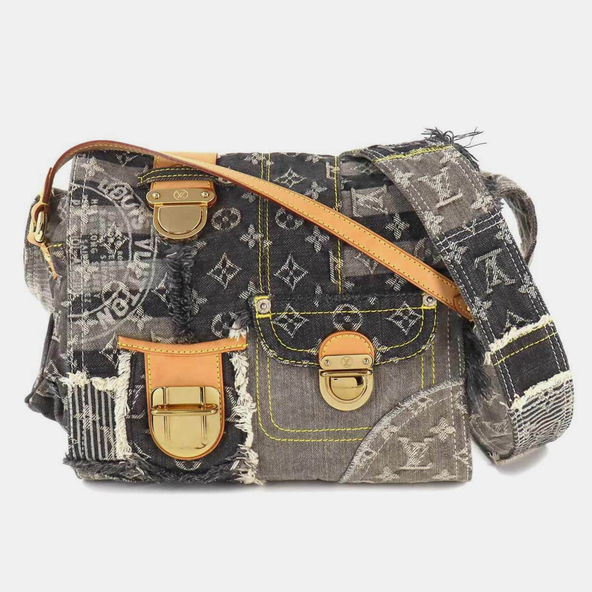 

Louis Vuitton Black Monogram Denim Patchwork Handbag