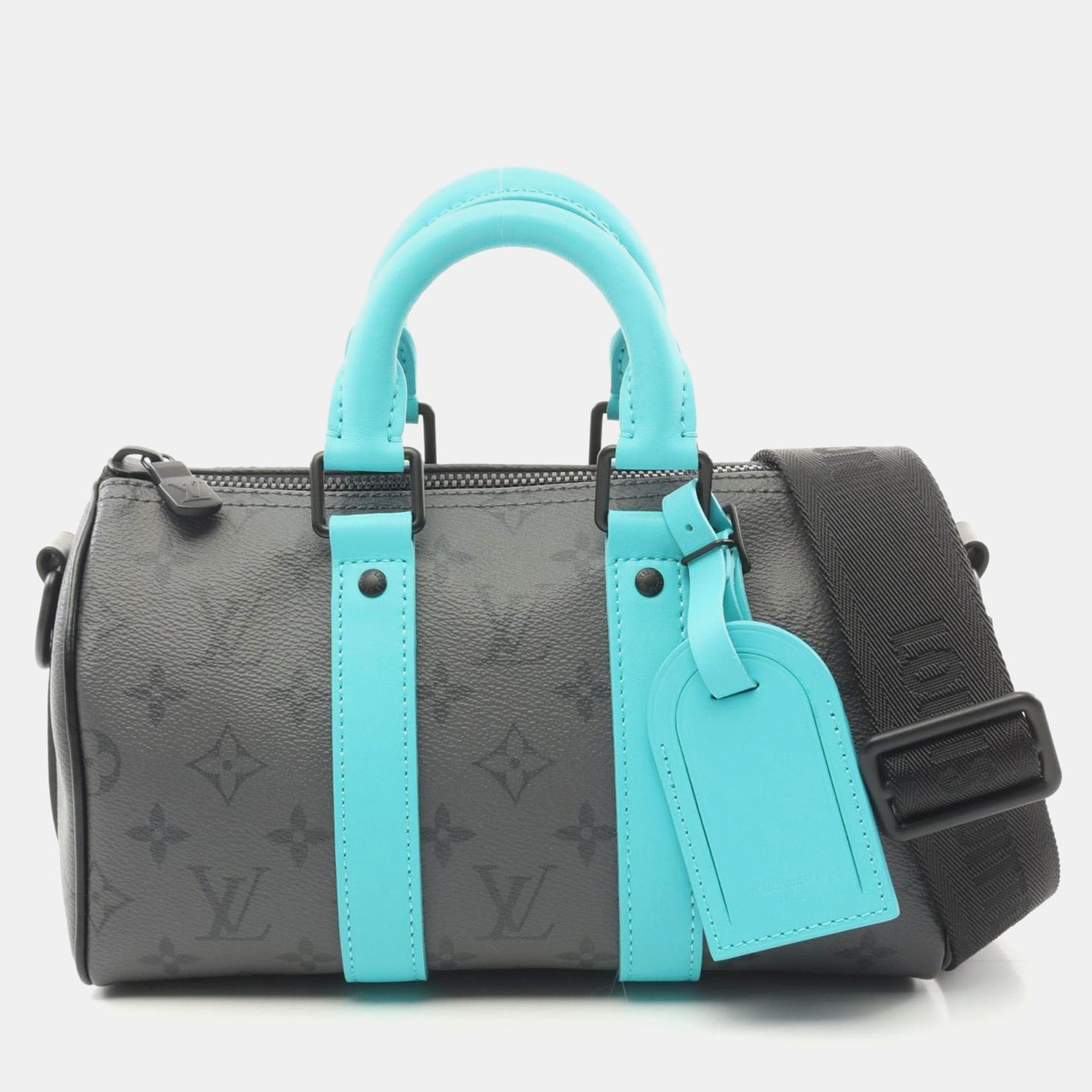 

Louis Vuitton Keepall Bandouliere Coated Canvas Leather Monogram Eclipse Reverse Gray Green25 Handbag, Grey