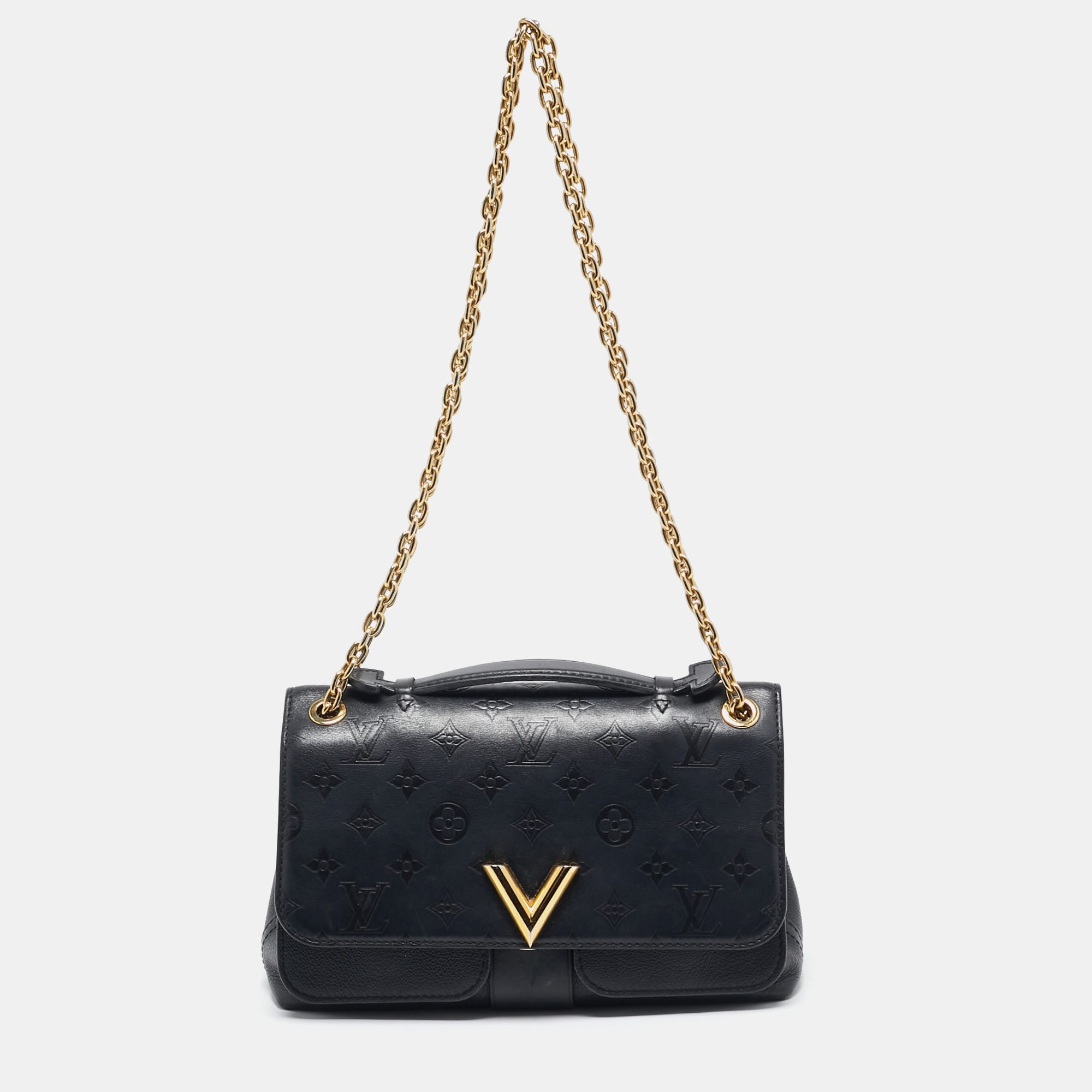 

Louis Vuitton Black Monogram Cuir Plume Leather Very Chain Bag