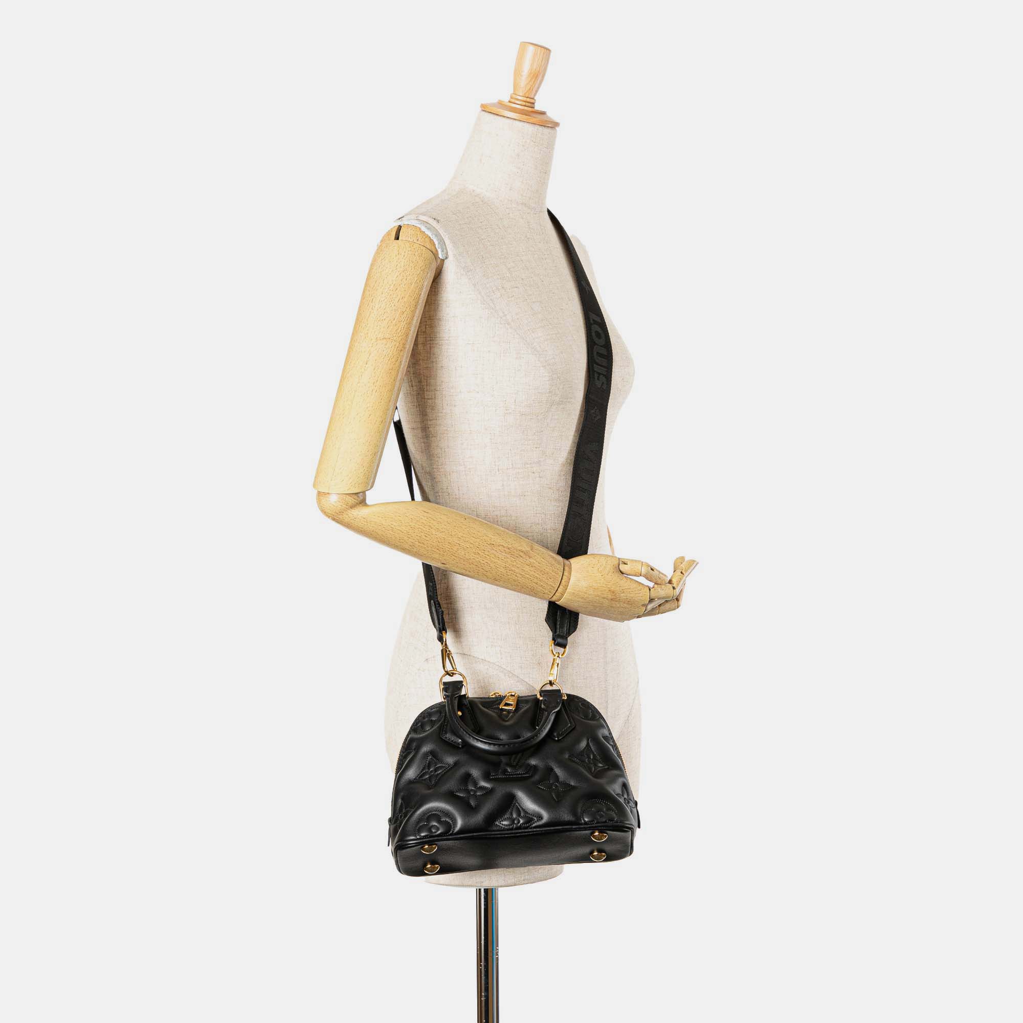 Louis Vuitton Black Monogram Calfskin Bubblegram Alma BB 