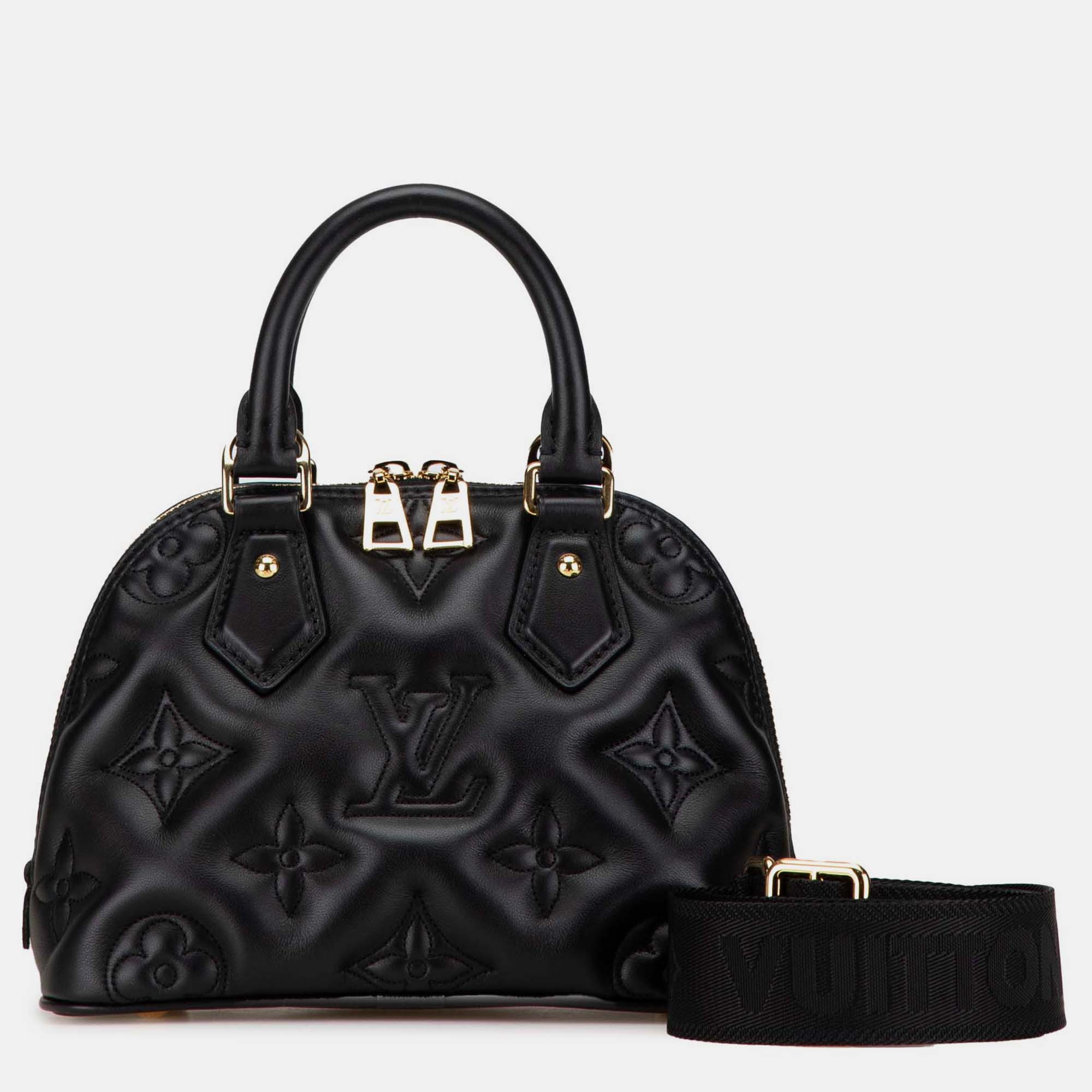Louis Vuitton Black Monogram Calfskin Bubblegram Alma BB 
