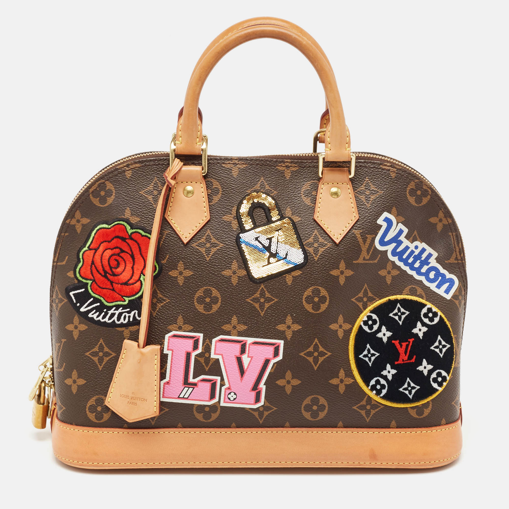 

Louis Vuitton Monogram Canvas Patches Alma PM Bag, Brown