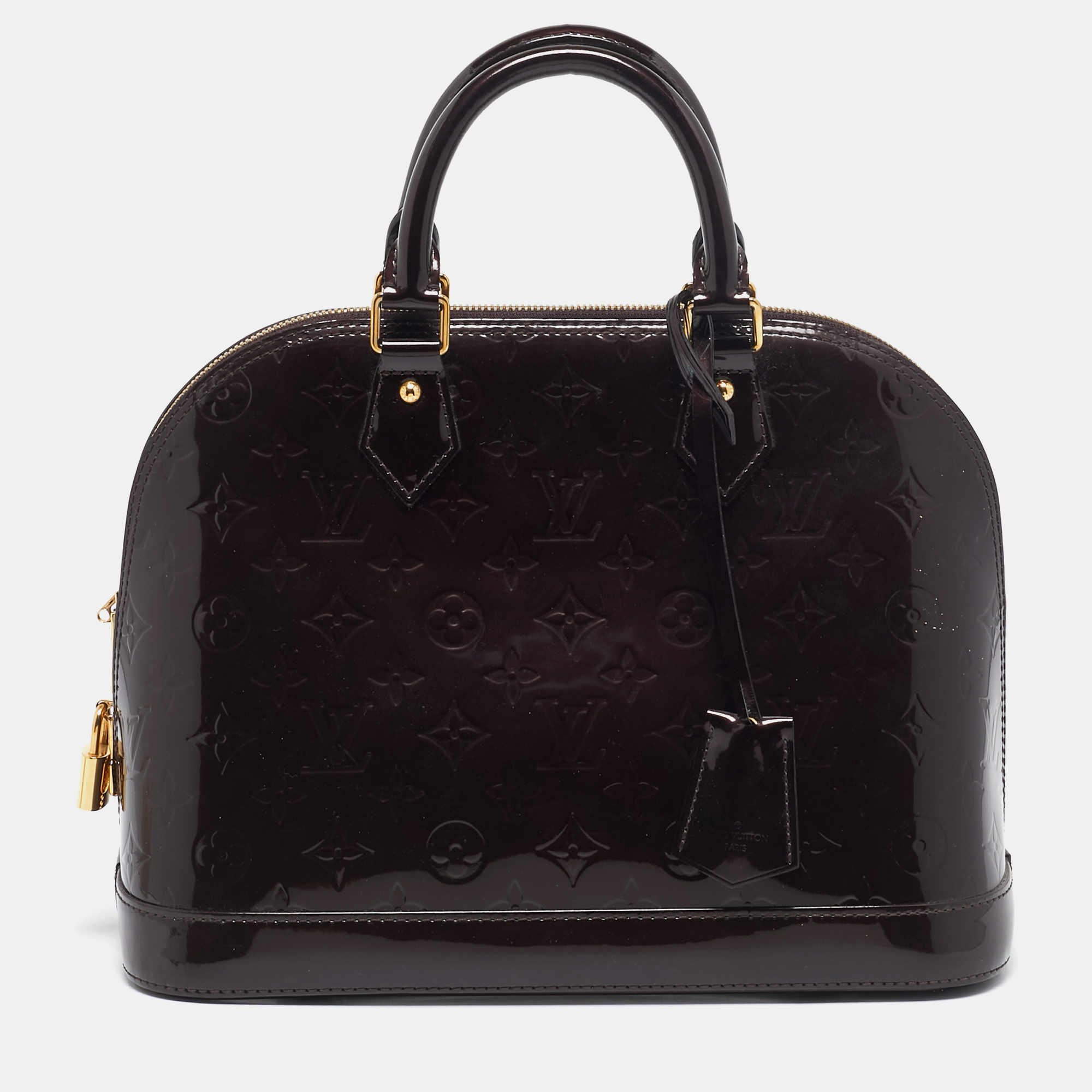 

Louis Vuitton Amarante Monogram Vernis Alma PM Bag, Burgundy