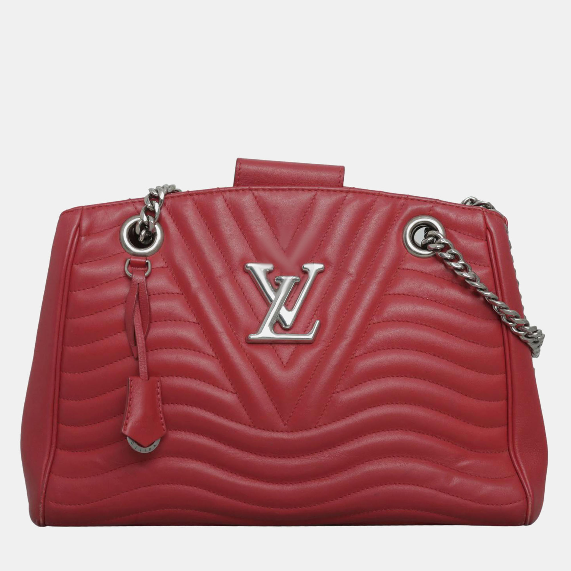 

Louis Vuitton Red Leather New Wave Chain Tote Bag