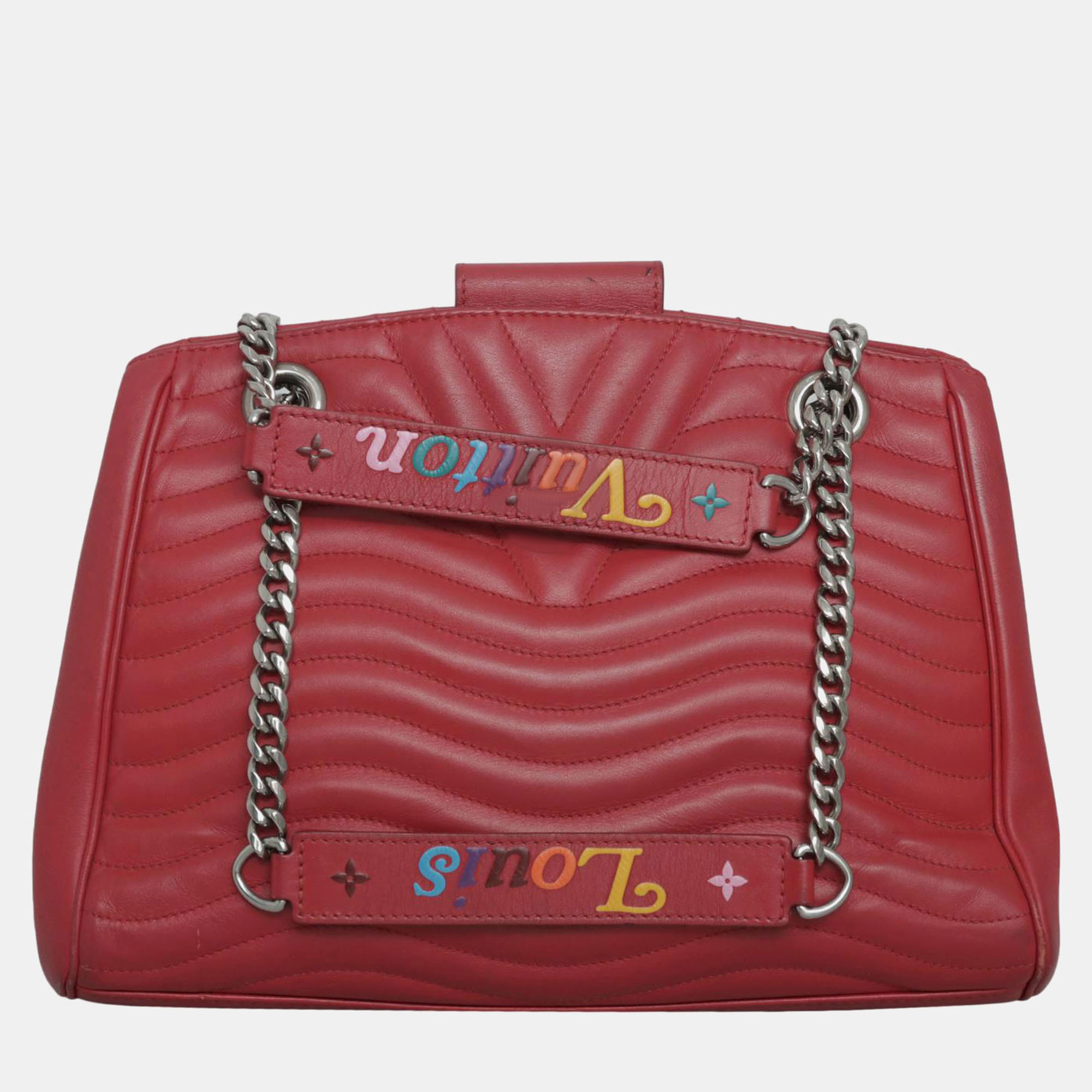 Louis Vuitton Red Leather New Wave Chain Tote Bag 