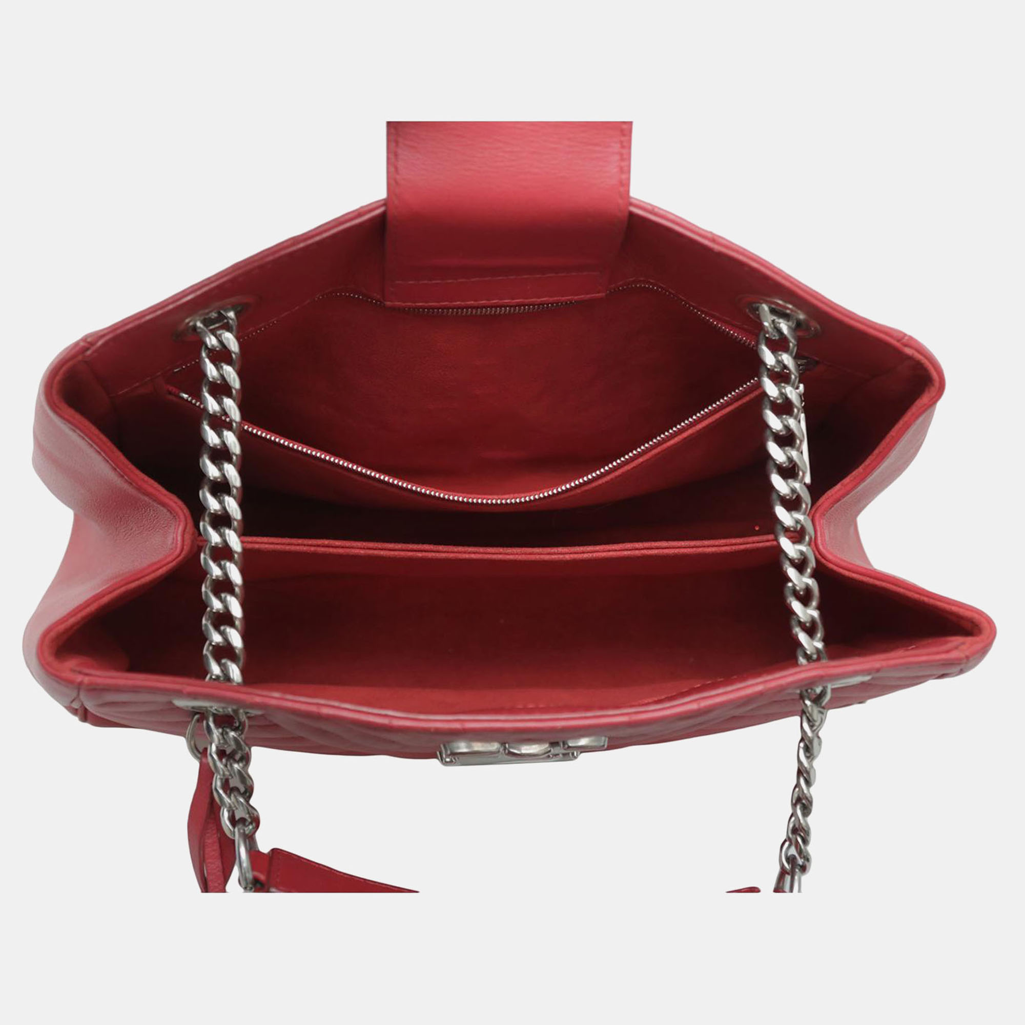 Louis Vuitton Red Leather New Wave Chain Tote Bag 