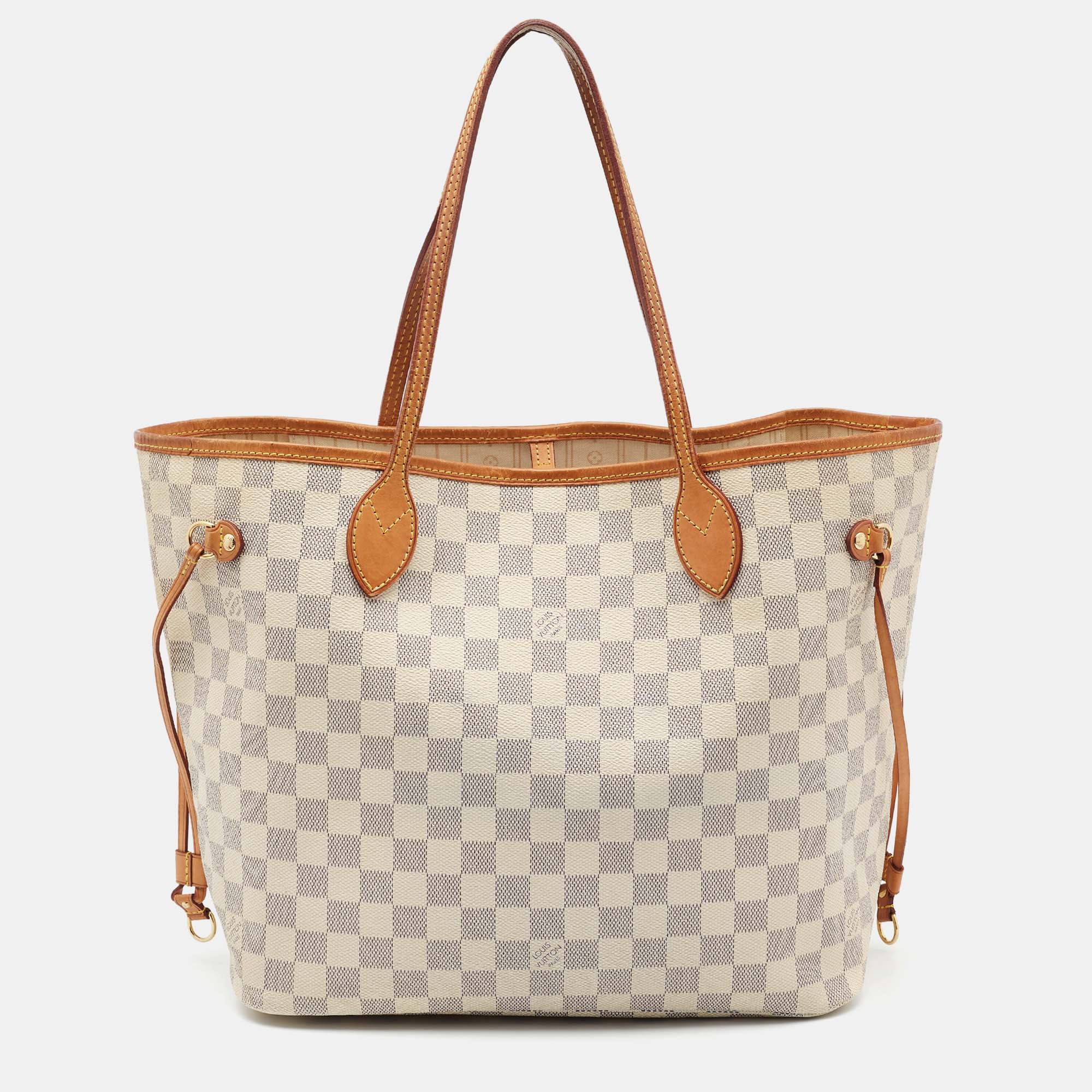 

Louis Vuitton Damier Azur Canvas Neverfull MM Bag, White