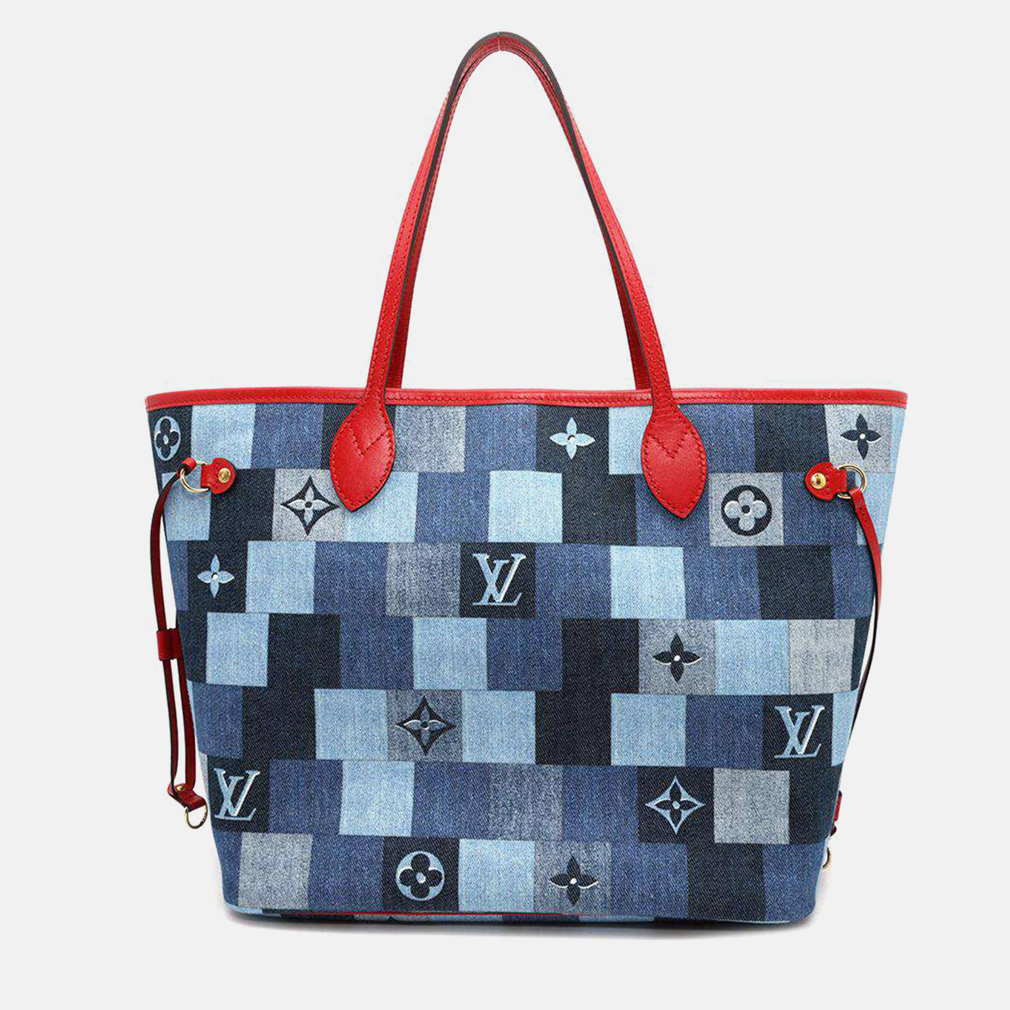 

Louis Vuitton Blue/Red Monogram Denim MM Square Patchwork Neverfull Bag