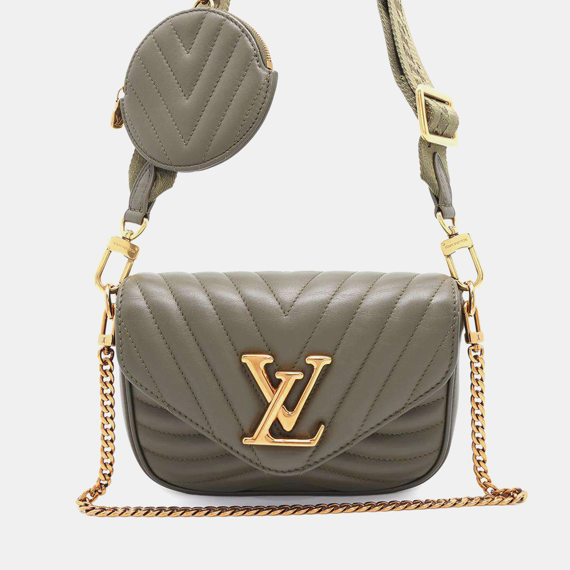 

Louis Vuitton Green Khaki Leather Multi Pochette New Wave Bag