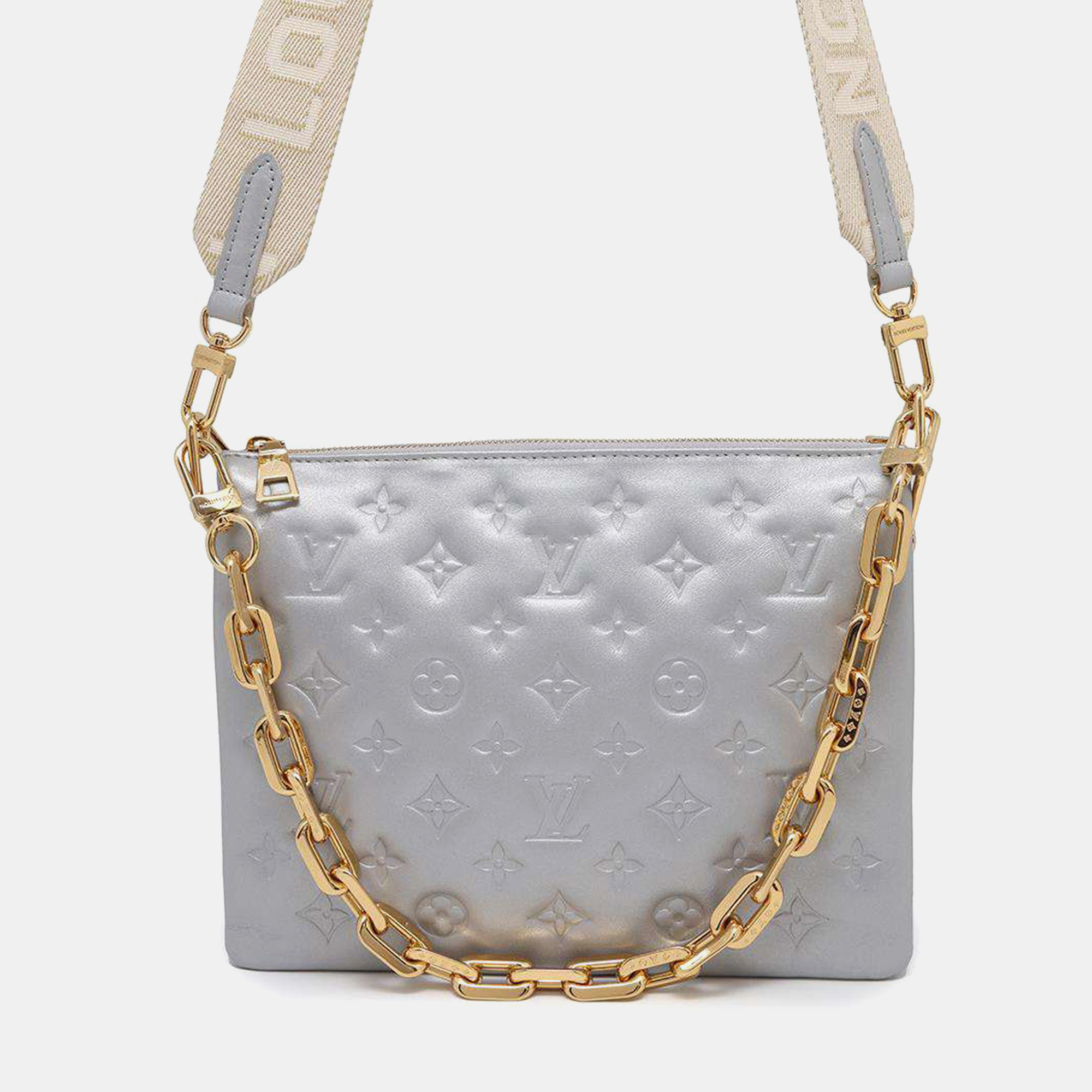 

Louis Vuitton Silver Monogram Lamb Leather Coussin PM Bag