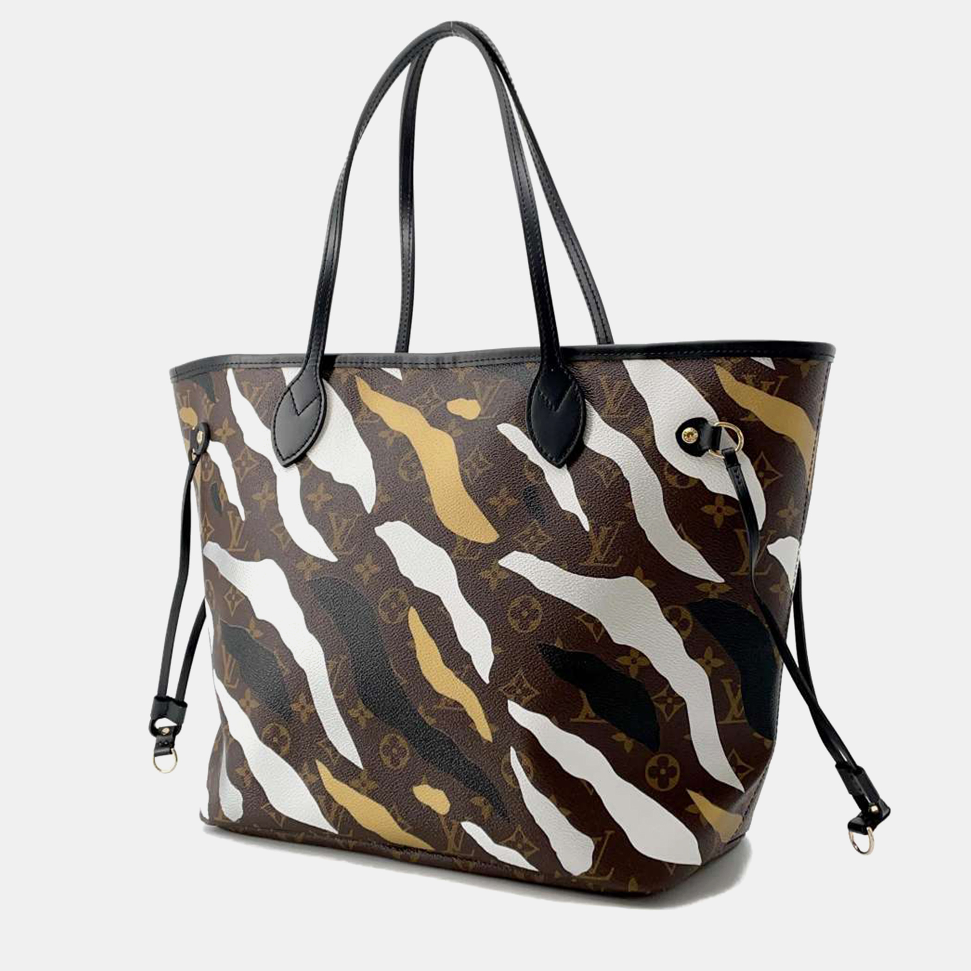 Louis Vuitton Noir/Gold/Silver Monogram Neverfull MM Tote Bag 