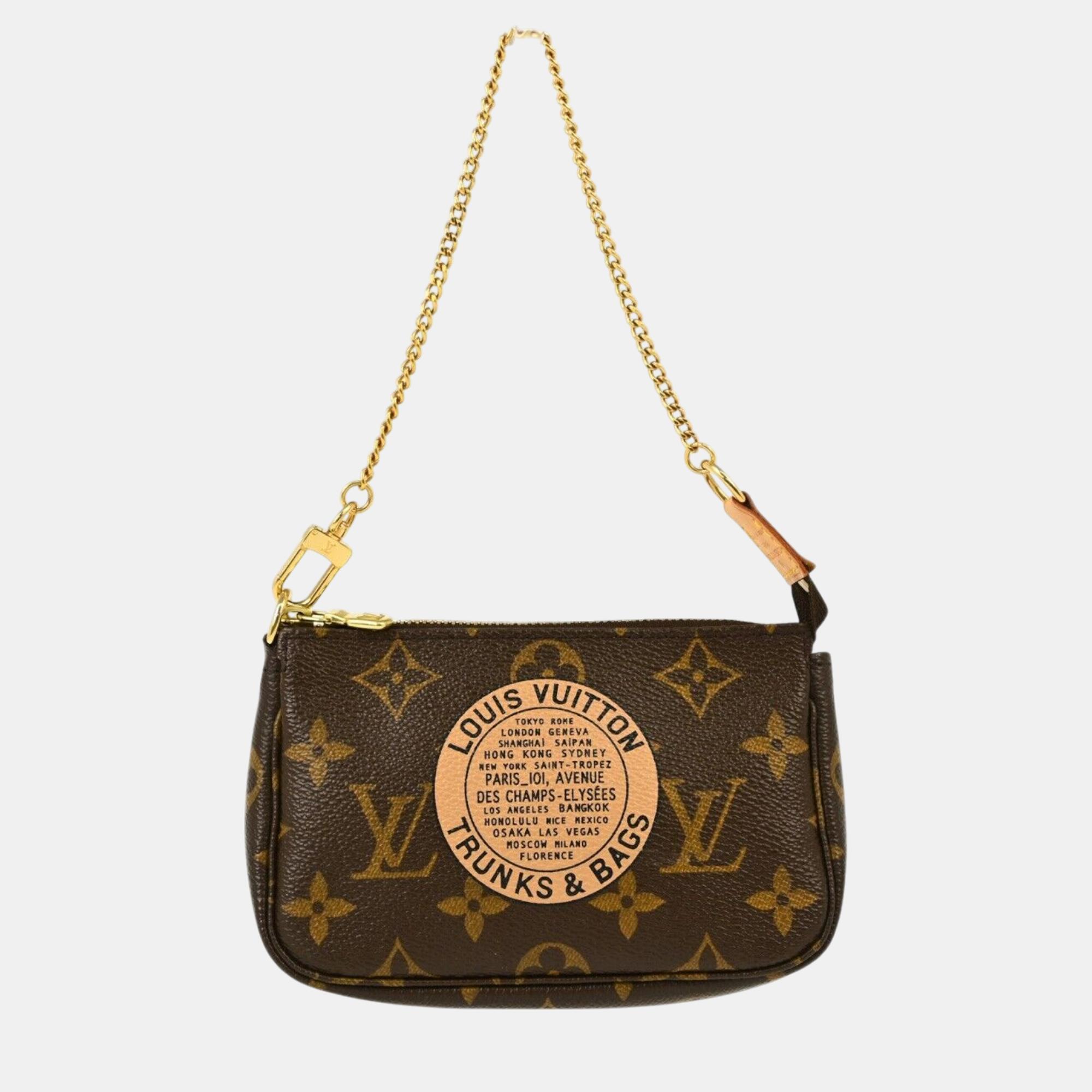 

Louis Vuitton Brown Monogram Canvas Mini Pochette Accessoires Shoulder Bag, Beige