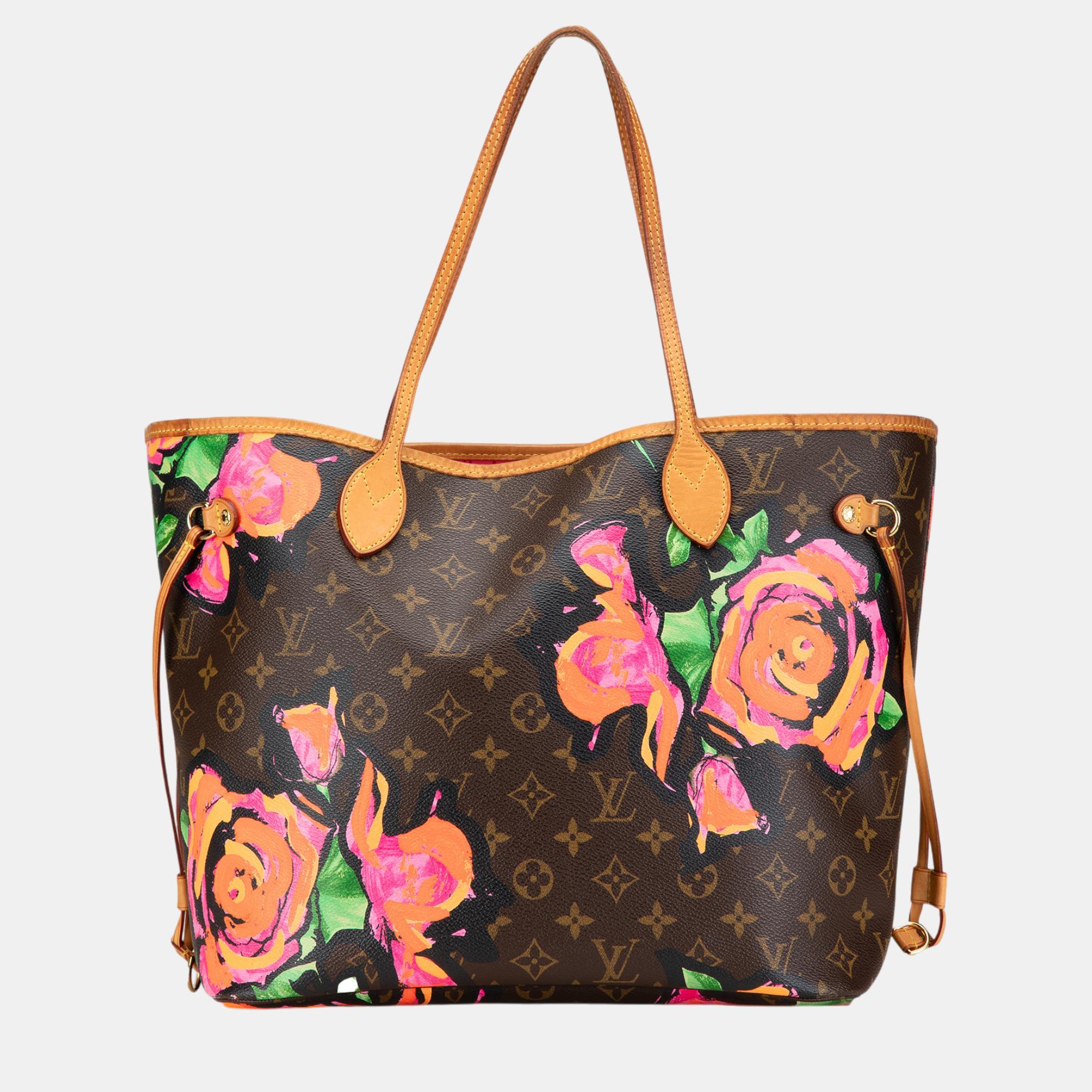 

Louis Vuitton Brown Monogram Roses Neverfull MM