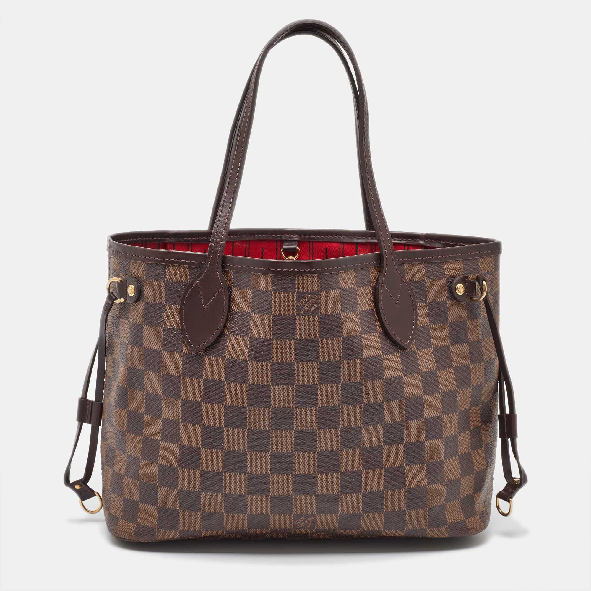 

Louis Vuitton Damier Ebene Canvas Neverfull PM Bag, Brown