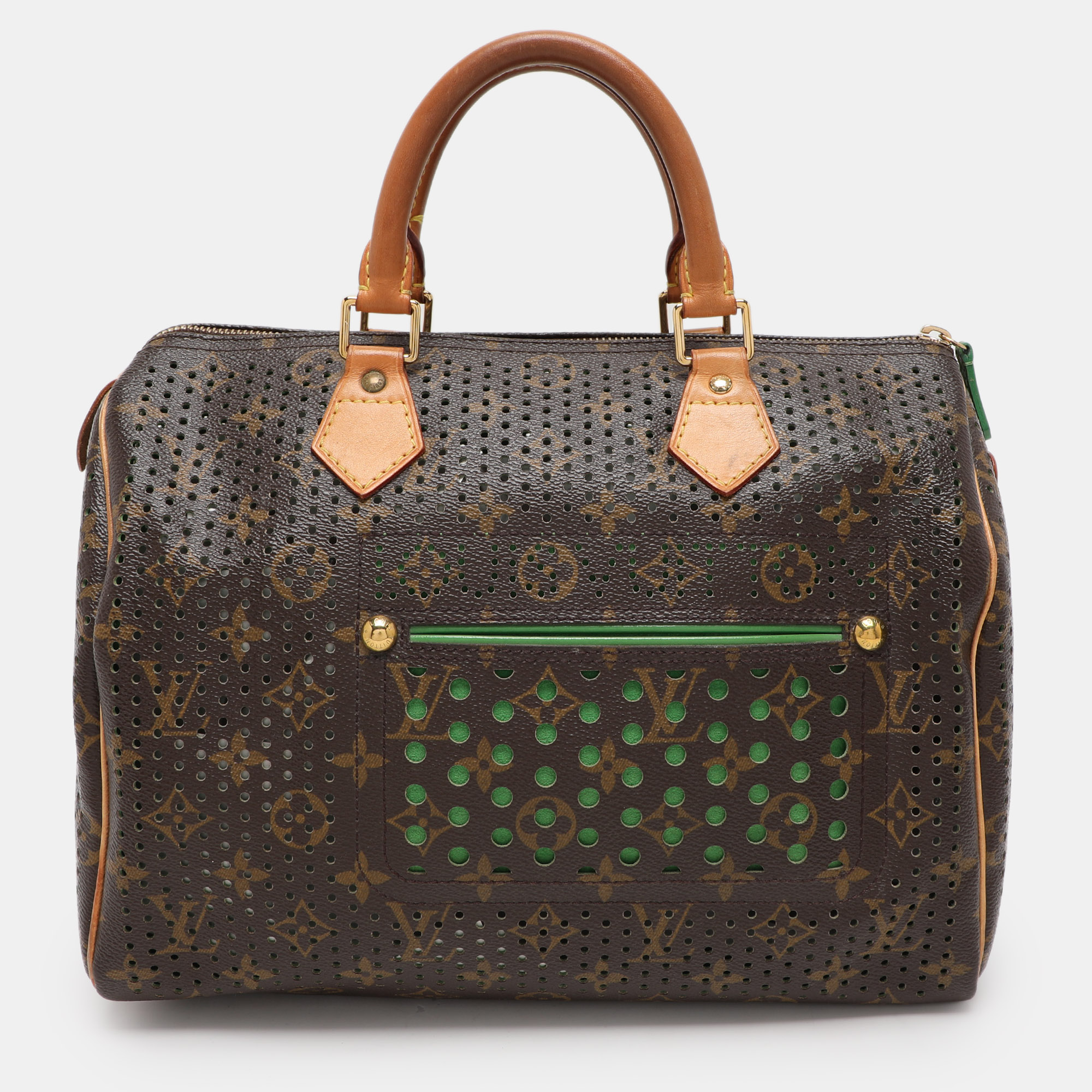 

Louis Vuitton Green Monogram Perforated Canvas Limited Edition Speedy 30 Bag, Brown