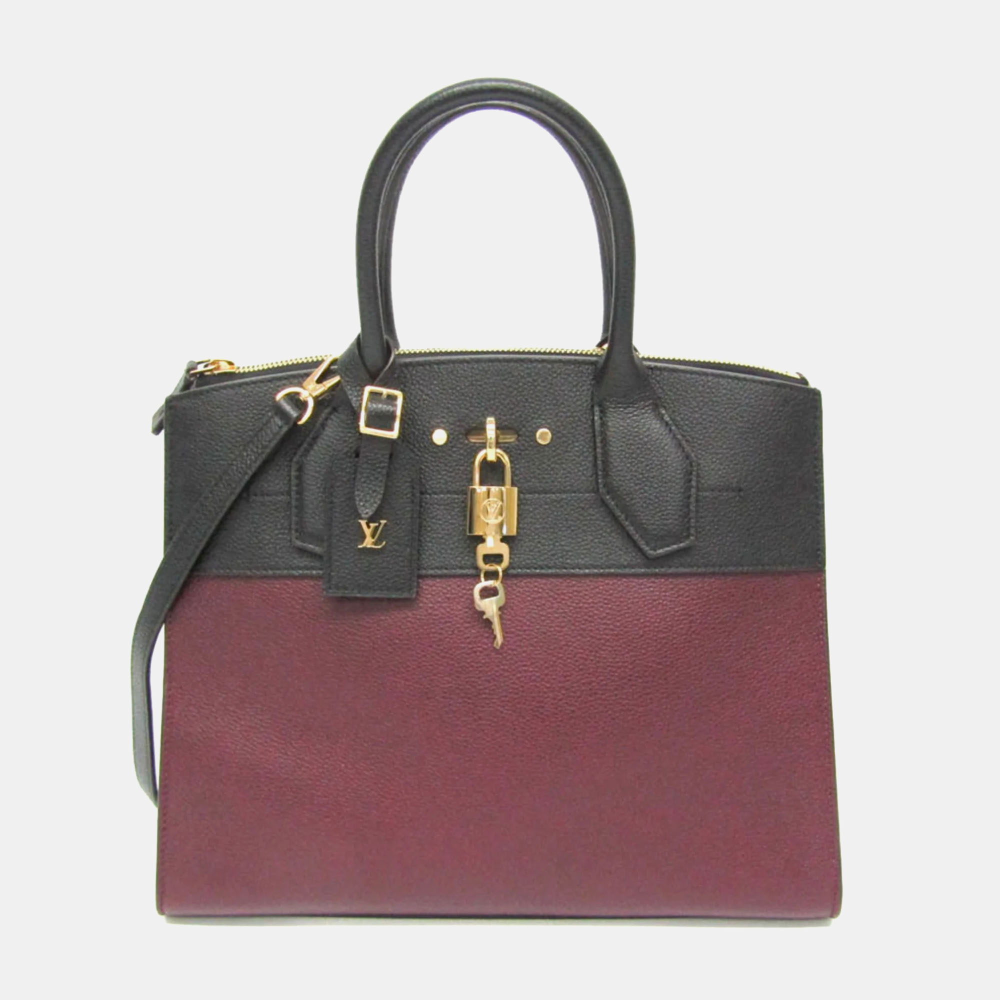 

Louis Vuitton Bordeaux/Noir Taurillon City Steamer MM Handbag, Black