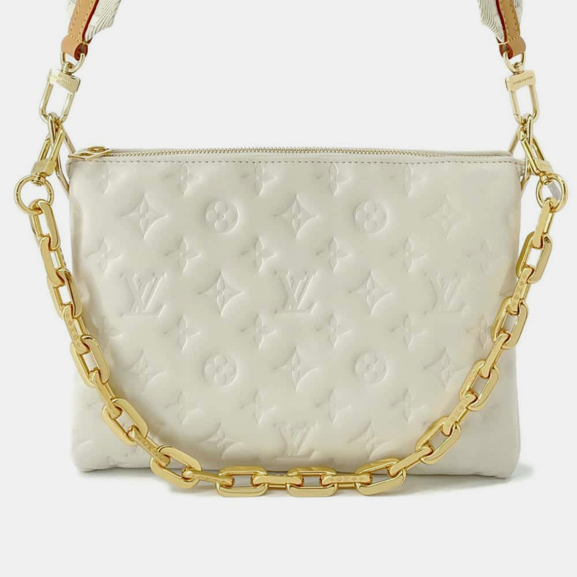 

Louis Vuitton Beige Lambskin Coussin PM Bag, White