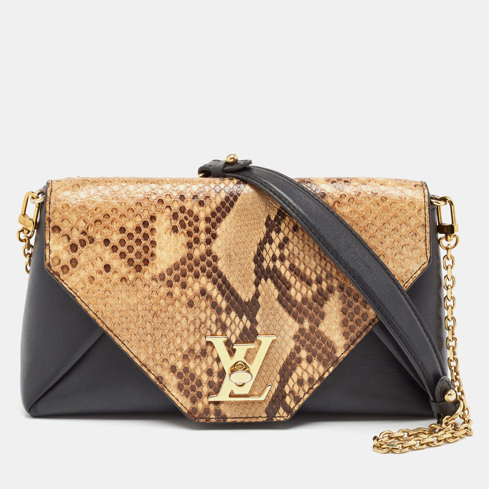 

Louis Vuitton Black/Beige Python and Leather Love Note Bag