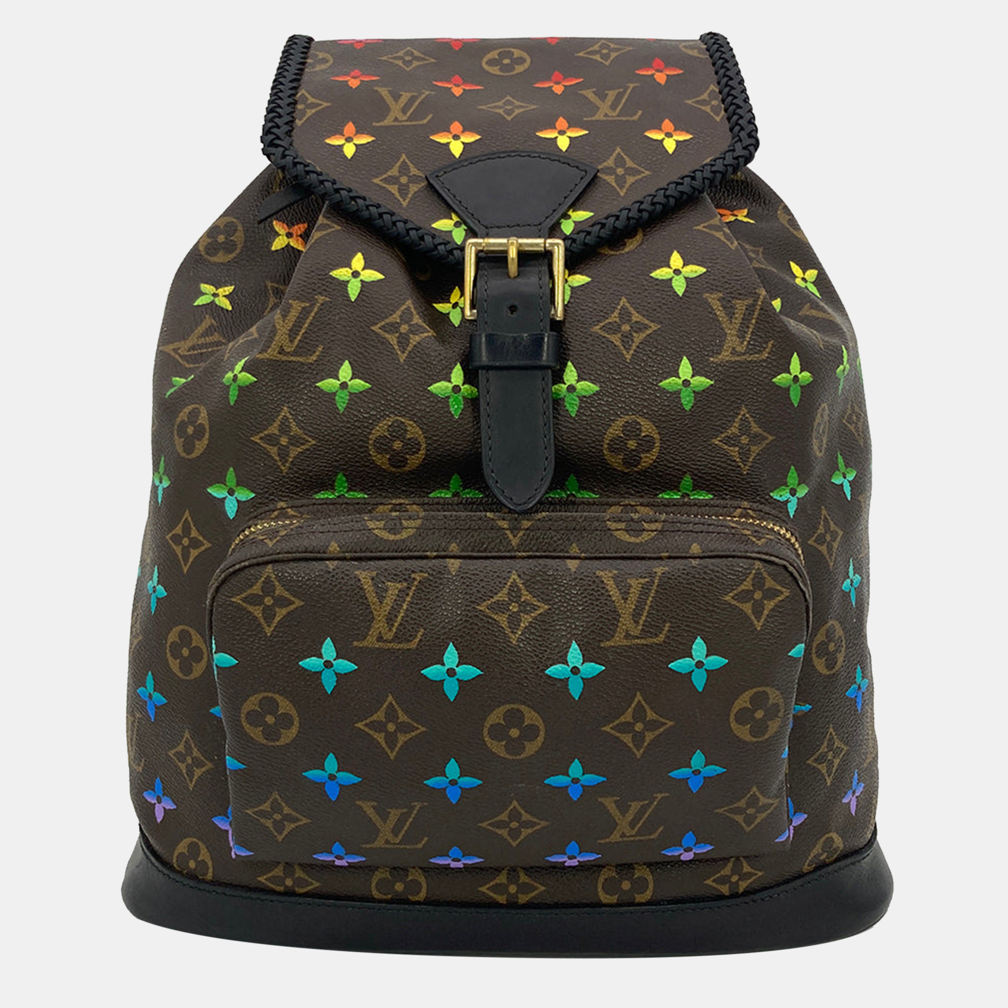 

Louis Vuitton Hand Painted Leather Wrapped Montsouris Gm Backpack, Brown