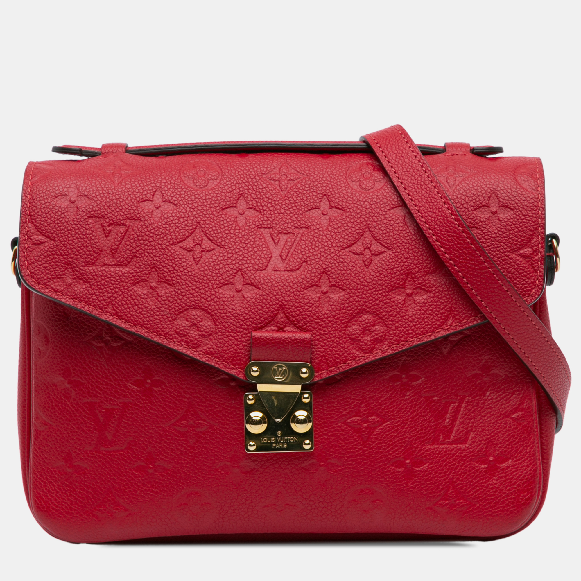 

Louis Vuitton Red Monogram Empreinte Pochette Metis Bag