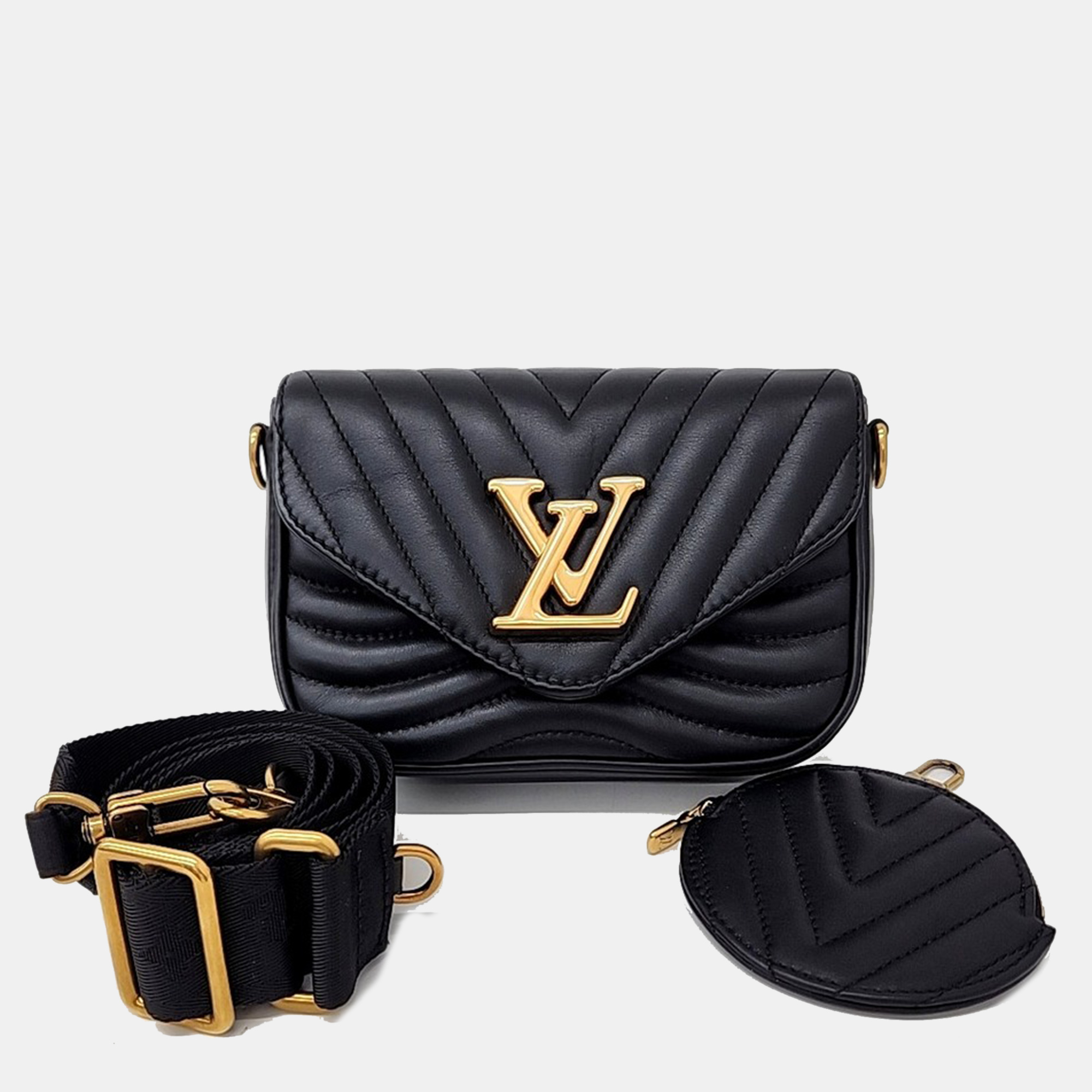 

Louis Vuitton Black Leather New Wave Multi Pochette Bag