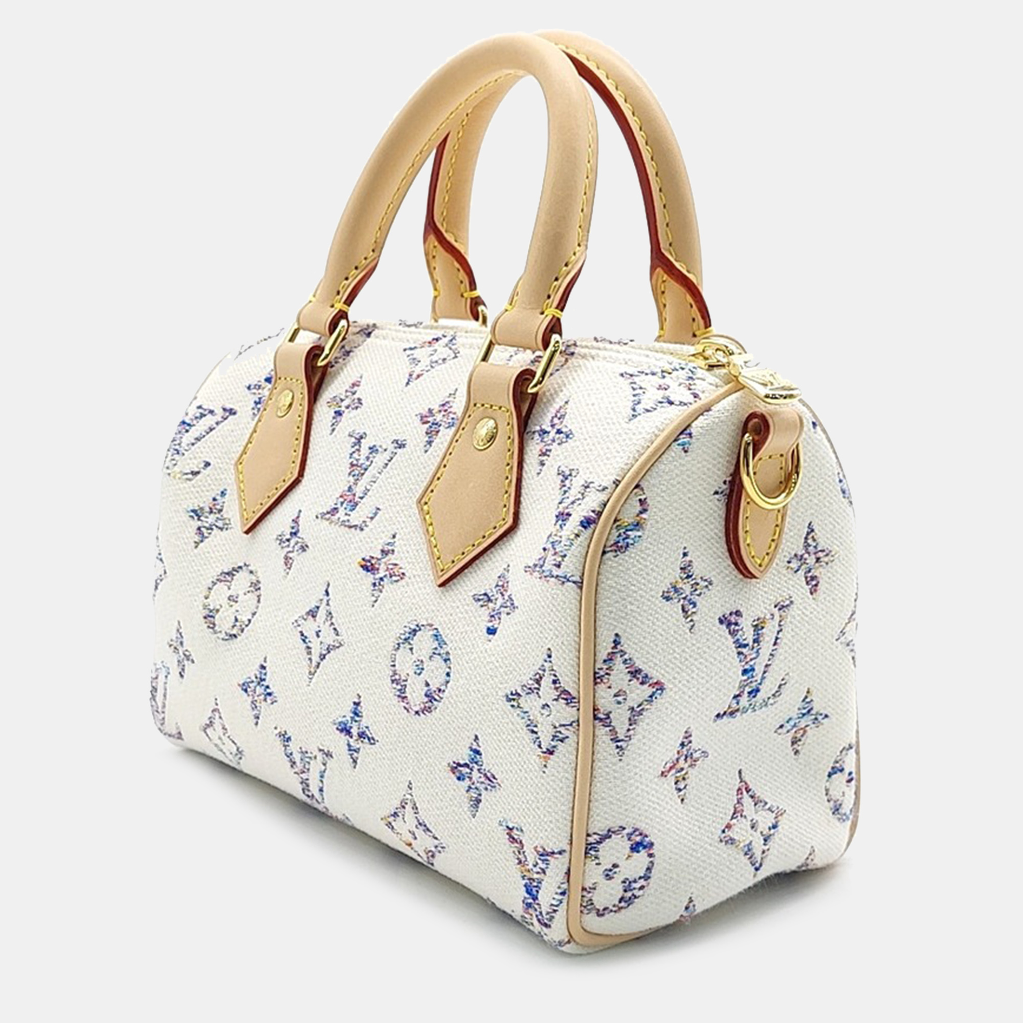 Louis Vuitton Multicolor White Canvas and Leather Louis Vuitton Multicolor White Fabric Bandouliere Speedy 20 bag 