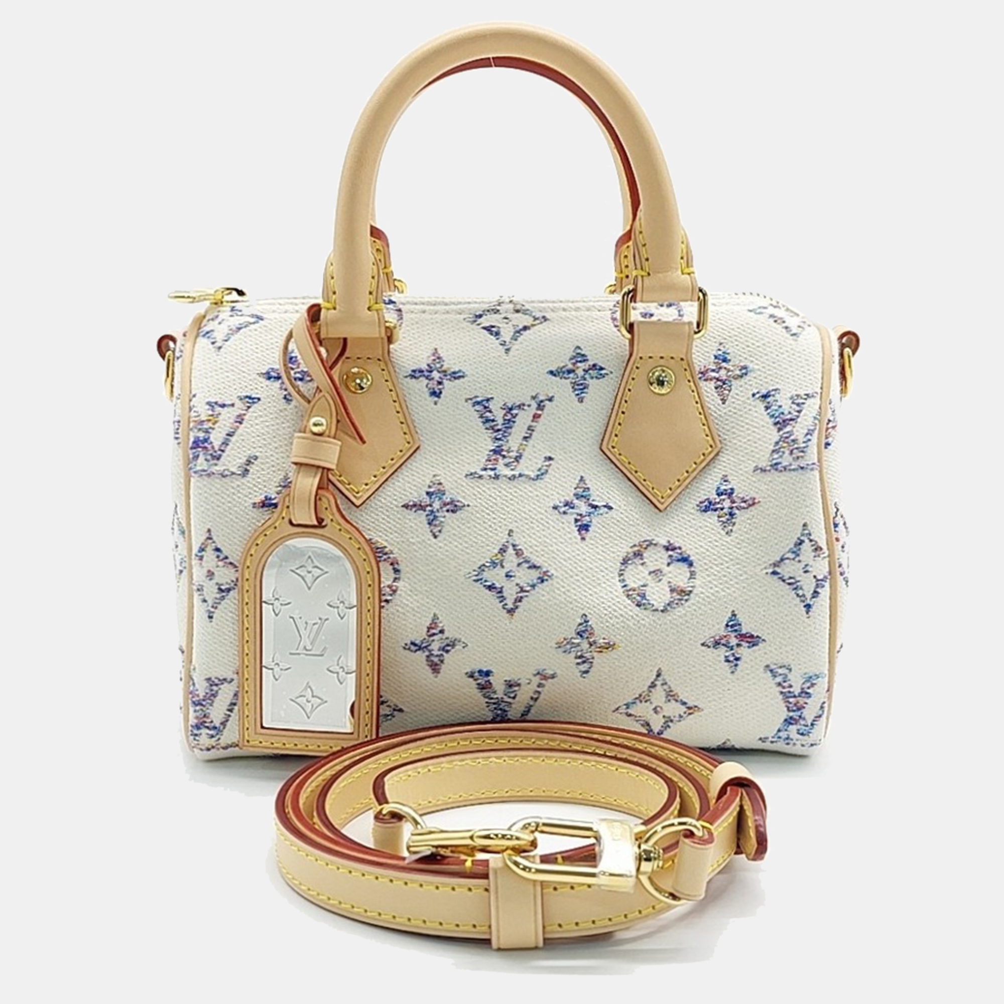 

Louis Vuitton Multicolor White Canvas and Leather Louis Vuitton Multicolor White Fabric Bandouliere Speedy 20 bag