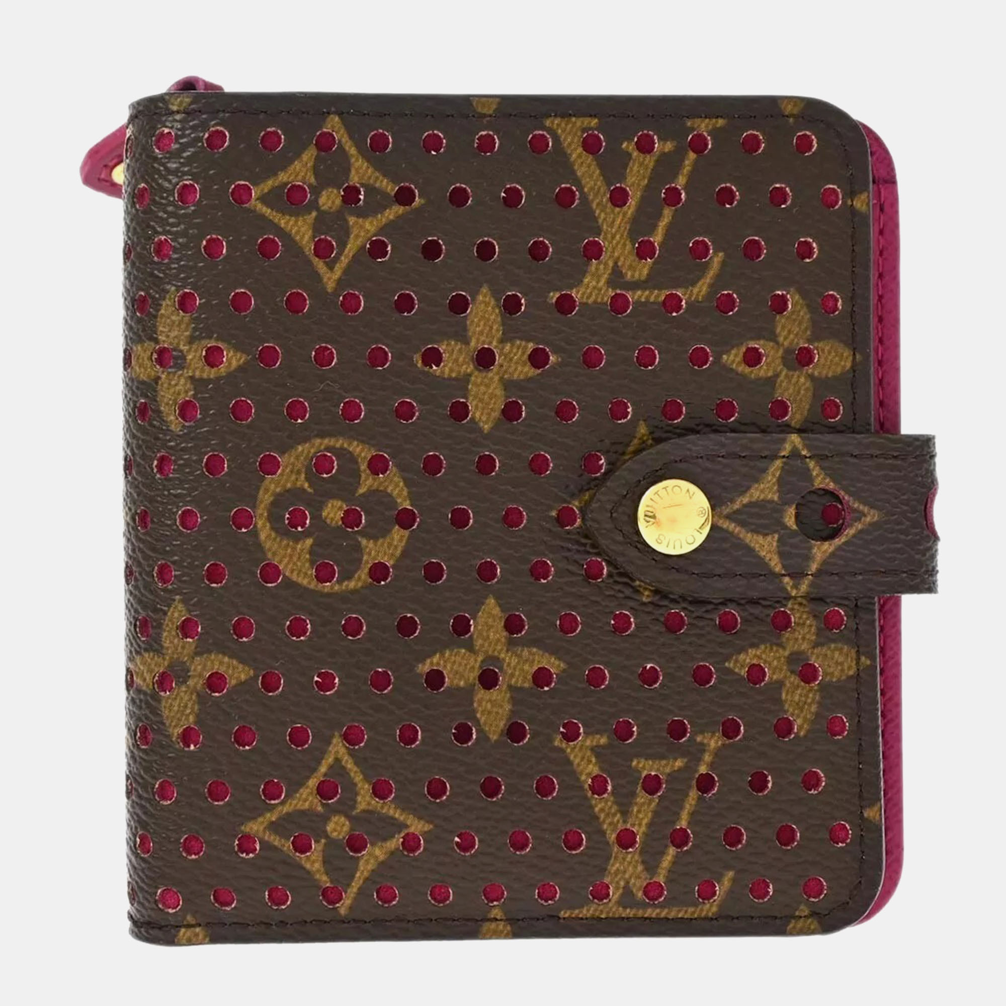 

Louis Vuitton Monogram Perforated Compact Zip Wallet, Brown