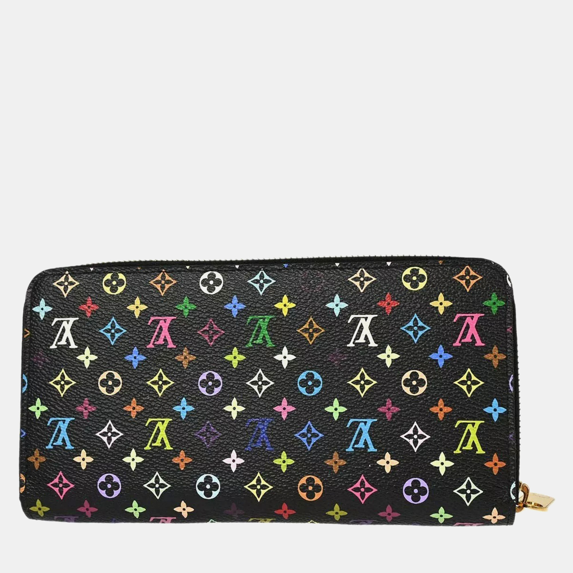 Louis Vuitton Black Monogram Multicolor Canvas Zippy Wallet 
